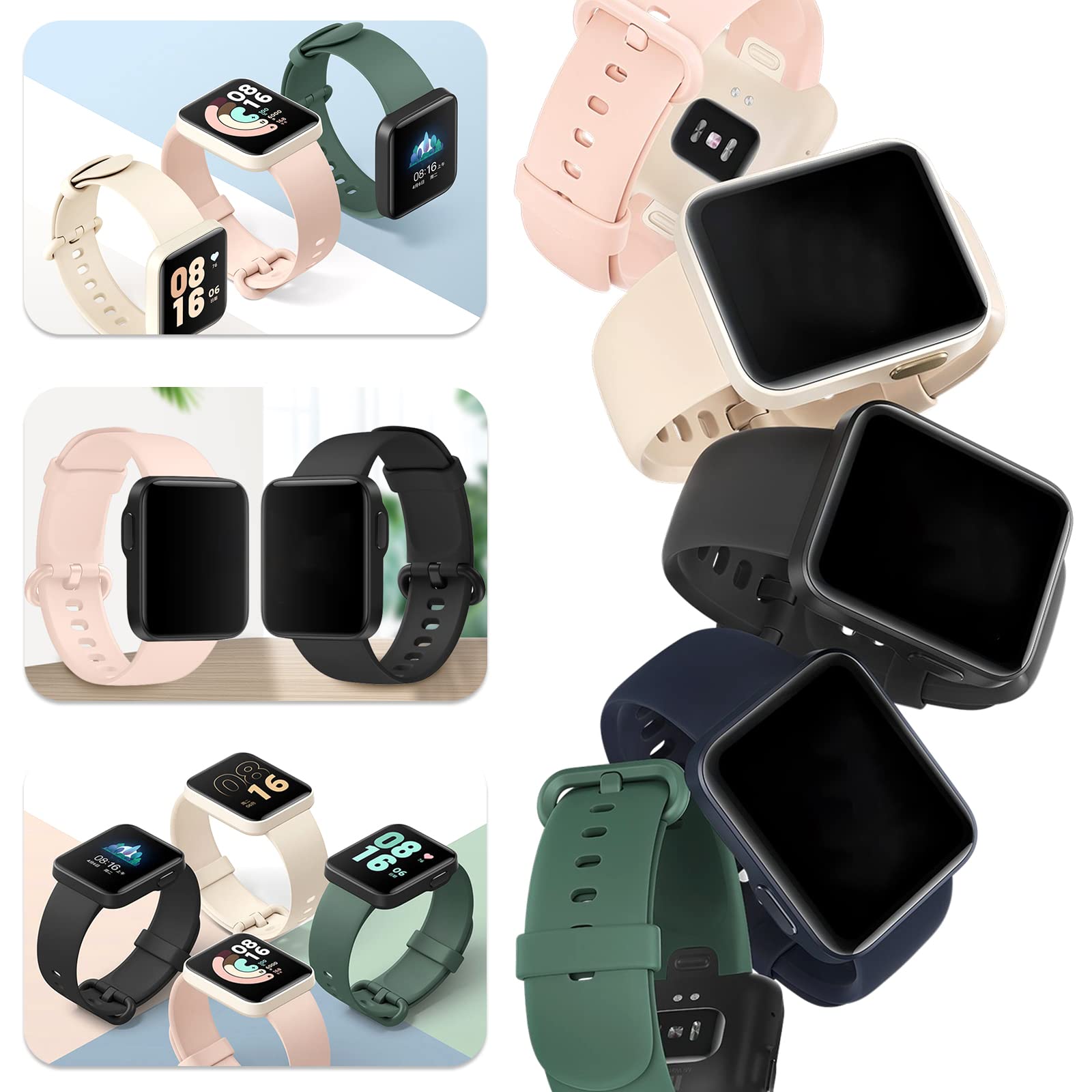 BANGTING 6 Pezzi Cinturino Compatibile con Xiaomi Mi Watch Lite 2 / Redmi Watch Lite 2, Braccialetto Ricambio Cover (6 Colori)