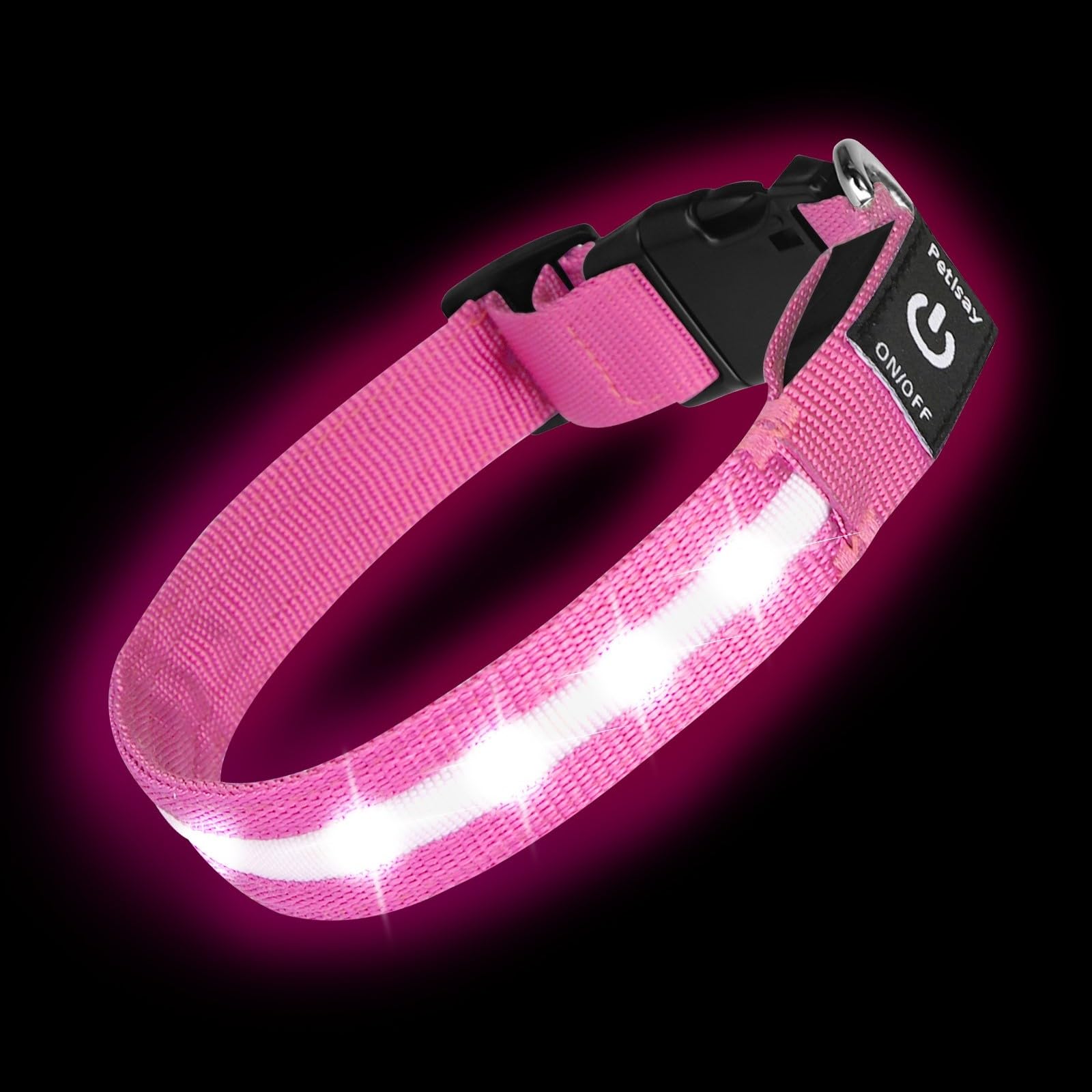 Photo 1 of Super Bright LED Dog Collar, Waterproof Light up Collars(Pink, Large)