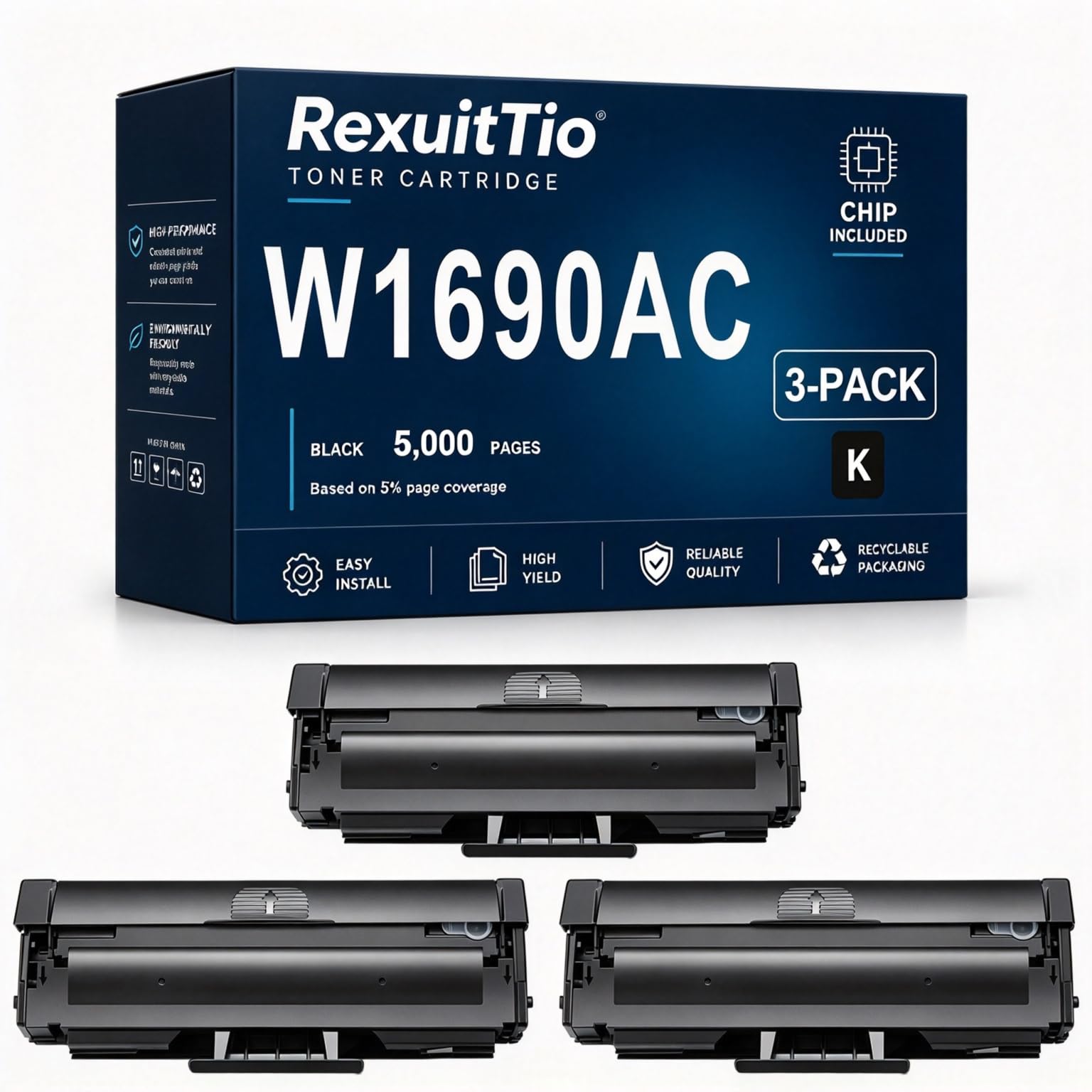 W1690AC Remplacement de la Cartouche de Toner Compatible à Haut rendement pour W1690AC avec la dernière Puce, Convient à l'imprimante Laser HP Laser 101a MFP 111NW, Noir