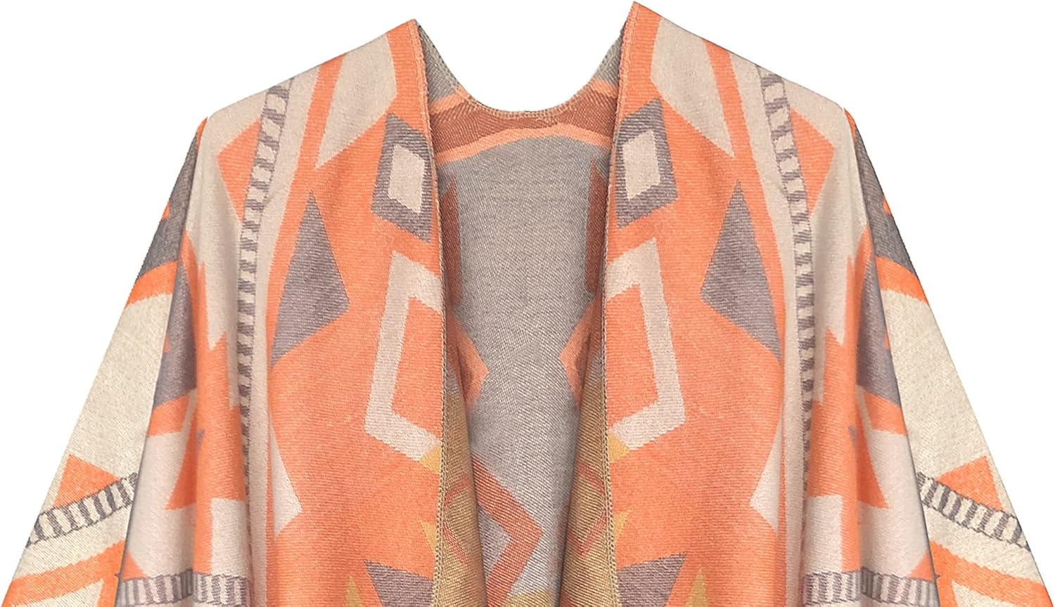 Urban CoCo Women's Retro Style Vintage Pattern Tassel Poncho Shawl Cape Wraps For Women - Image 4