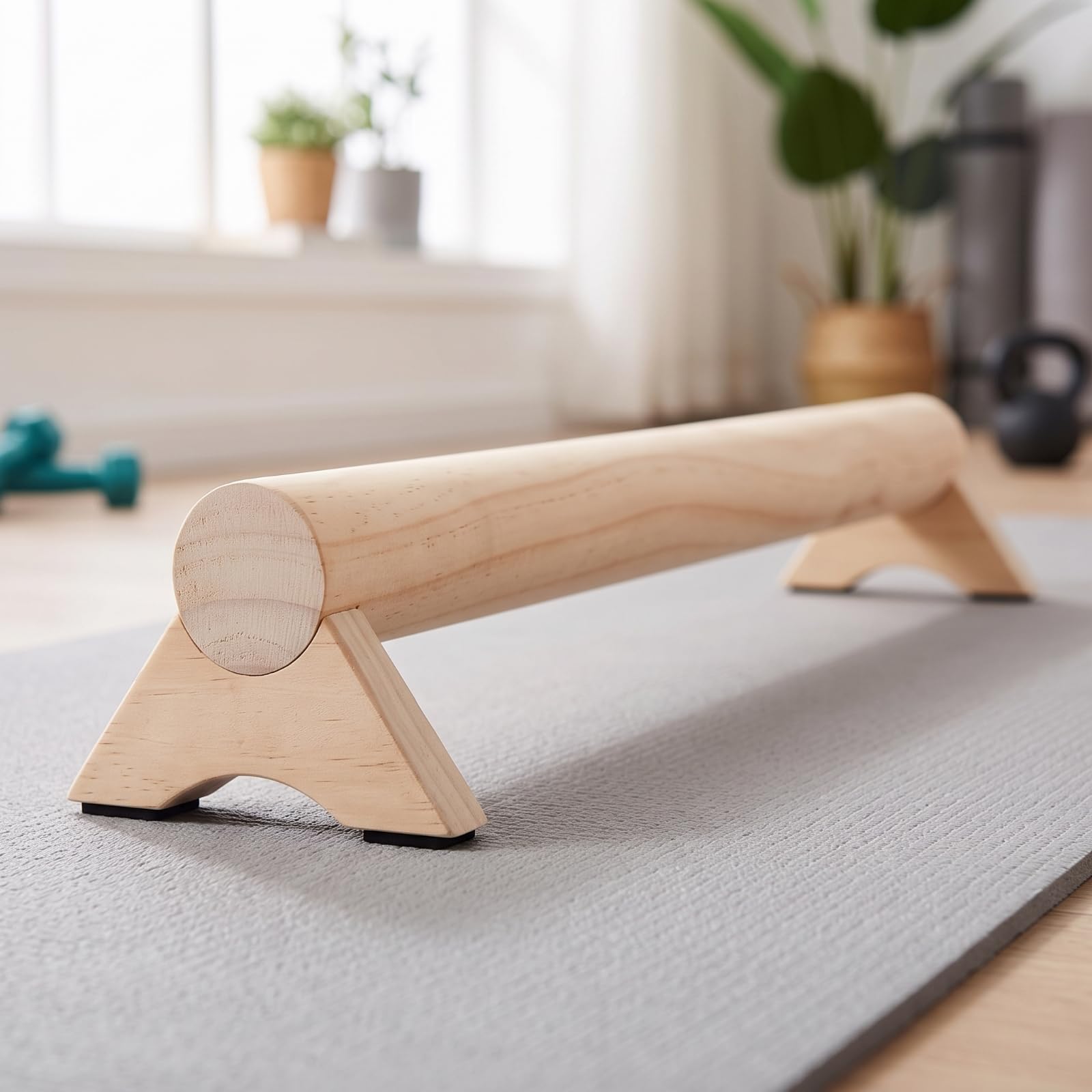 Gralara Trave di Equilibrio in Legno Antiscivolo Trave di Equilibrio Robusta Attrezzo per Ginnasti, Casa