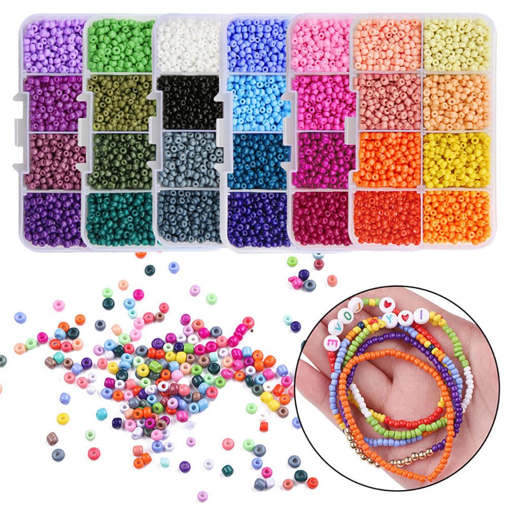Coffret 8000 Perles De Rocaille 3mm - Kit Complet Fabrication Bijoux Bracelets Colliers