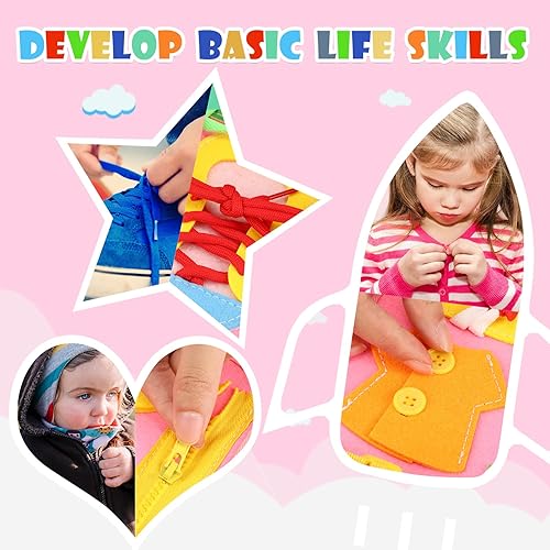 Miniatura 10 de Busy Board - Juguetes sensoriales para niños pequeños de 1, 2, 3, 4 años, juguetes Montessori, artículos esenciales de viaje en avión para niños