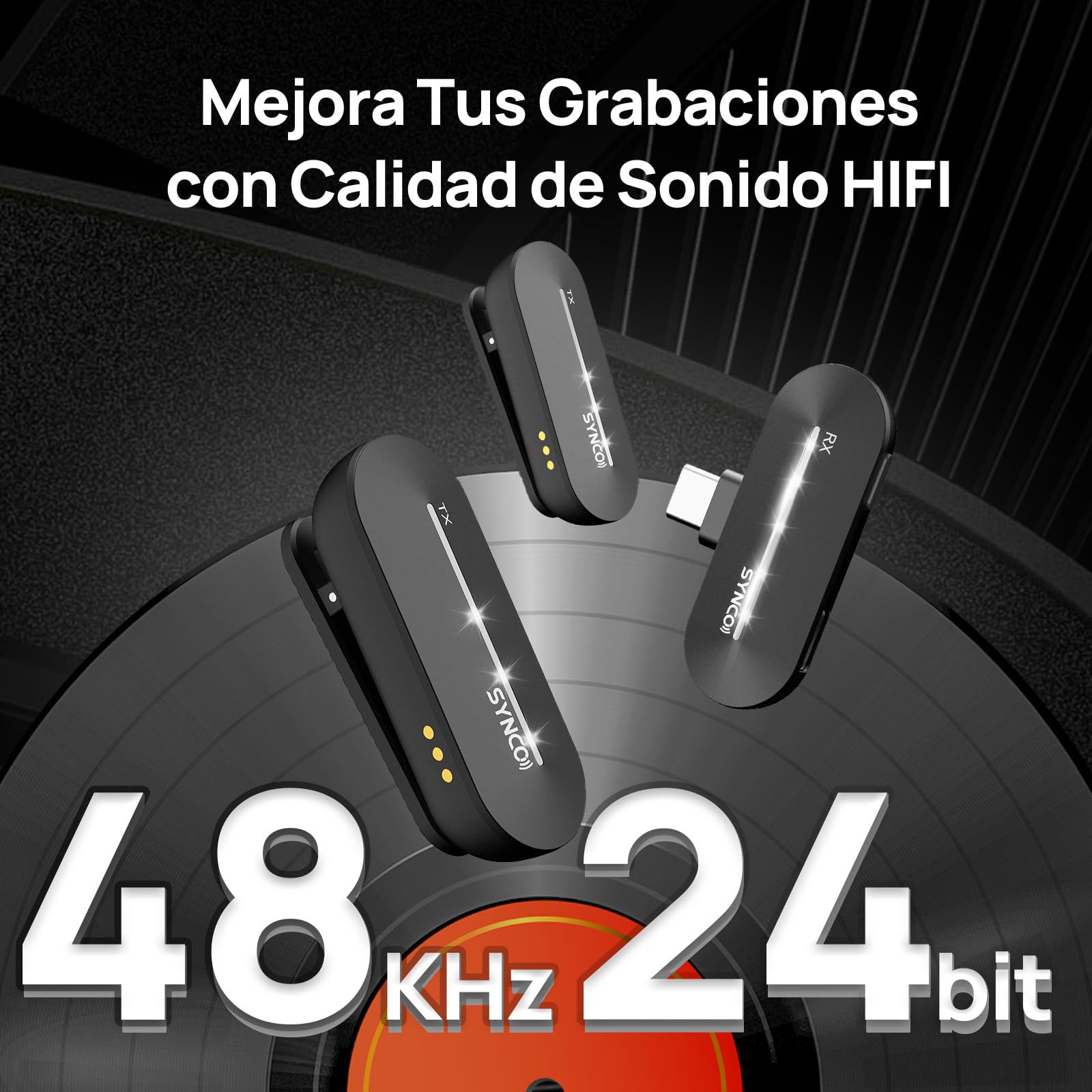 SYNCO Micrófono Inalámbrico Lavalier Tipo C, P2ST Micrófono de Solapa con Estuche de Carga Plug and Play para Móvil Tableta, Micrófono-Solapa-Inalámbrico-Smartphone