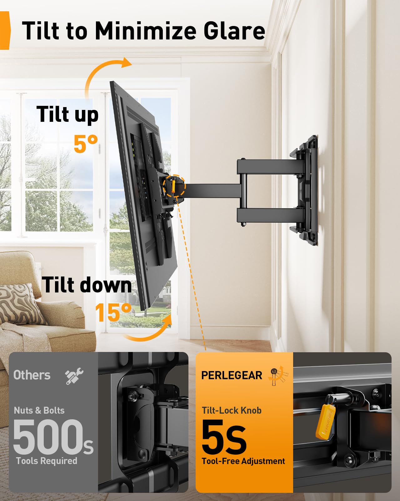 Amazon | Perlegear フルモーションテレビウォールマウント 26~74