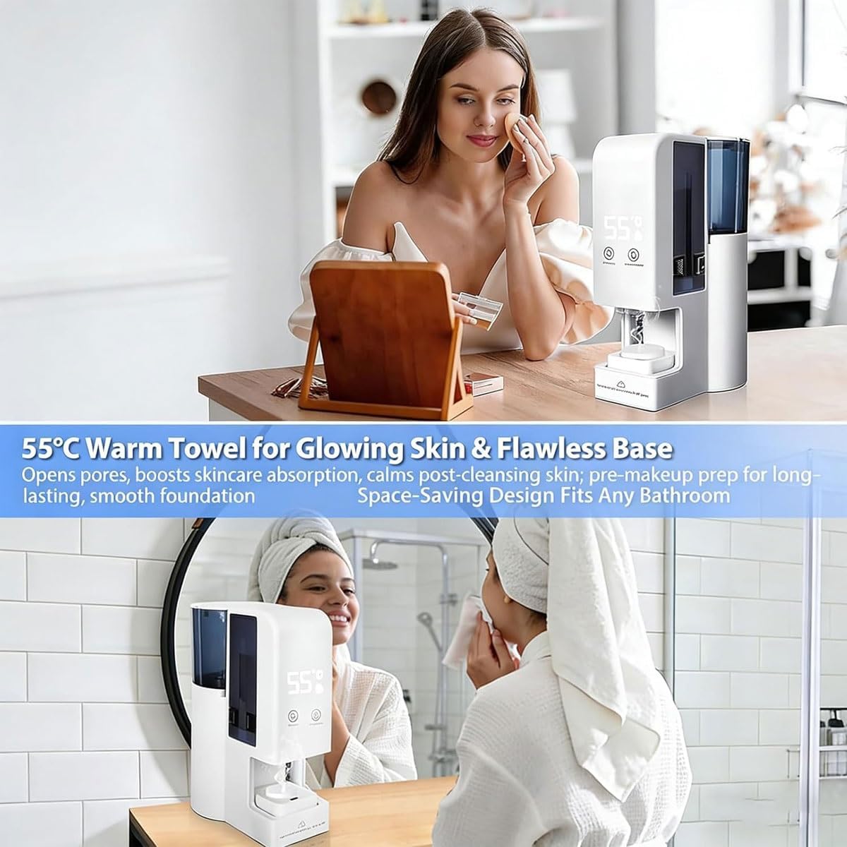 Automatic Hot Towel Dispenser with Steam,Facial Towel Steamer Machine with Towels,3-Second Smart Disposable Towel Warmer,55°C Constant Temperature (C)