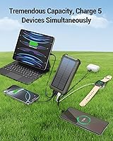 Vista 4 de Power-Bank-Solar-Cargador 45800mAh de Carga Rápida con 3 Cables Integrados, Linterna LED, Batería Externa Portátil Compatible con iPhone, Android