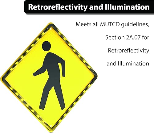 Miniatura 2 de Helios Series - Letrero de cruce peatonal de 24 pulgadas con energía solar, compatible con MUTCD, uso al aire libre, protección UV, a prueba de