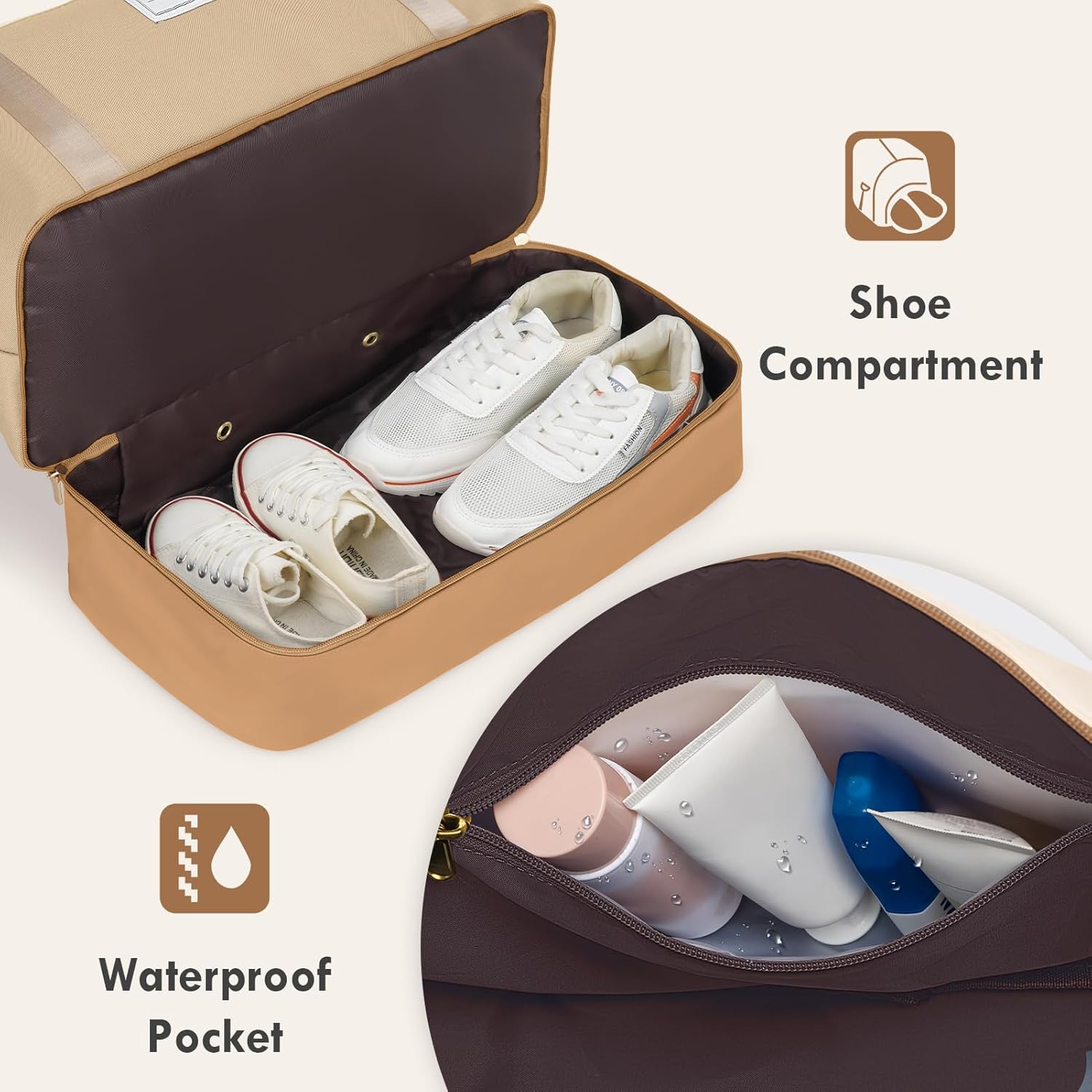 WOOMADA ウィークエンダーバッグ 女性用 キャリーオンオーバーナイトバッグ トイレタリーバッグ付き 旅行/スポーツ/病院用パー