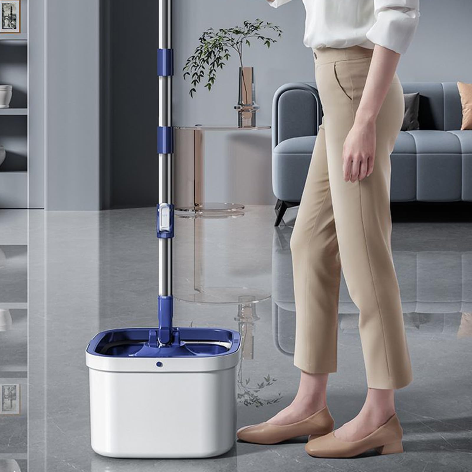 Fregona Giratoria きサンドボックス びセット | De Limpieza Con Fregona Giratoria Y Cubo Para Suelos de Madera Cocina Sala de Estar Comedor Apartamento Sótano