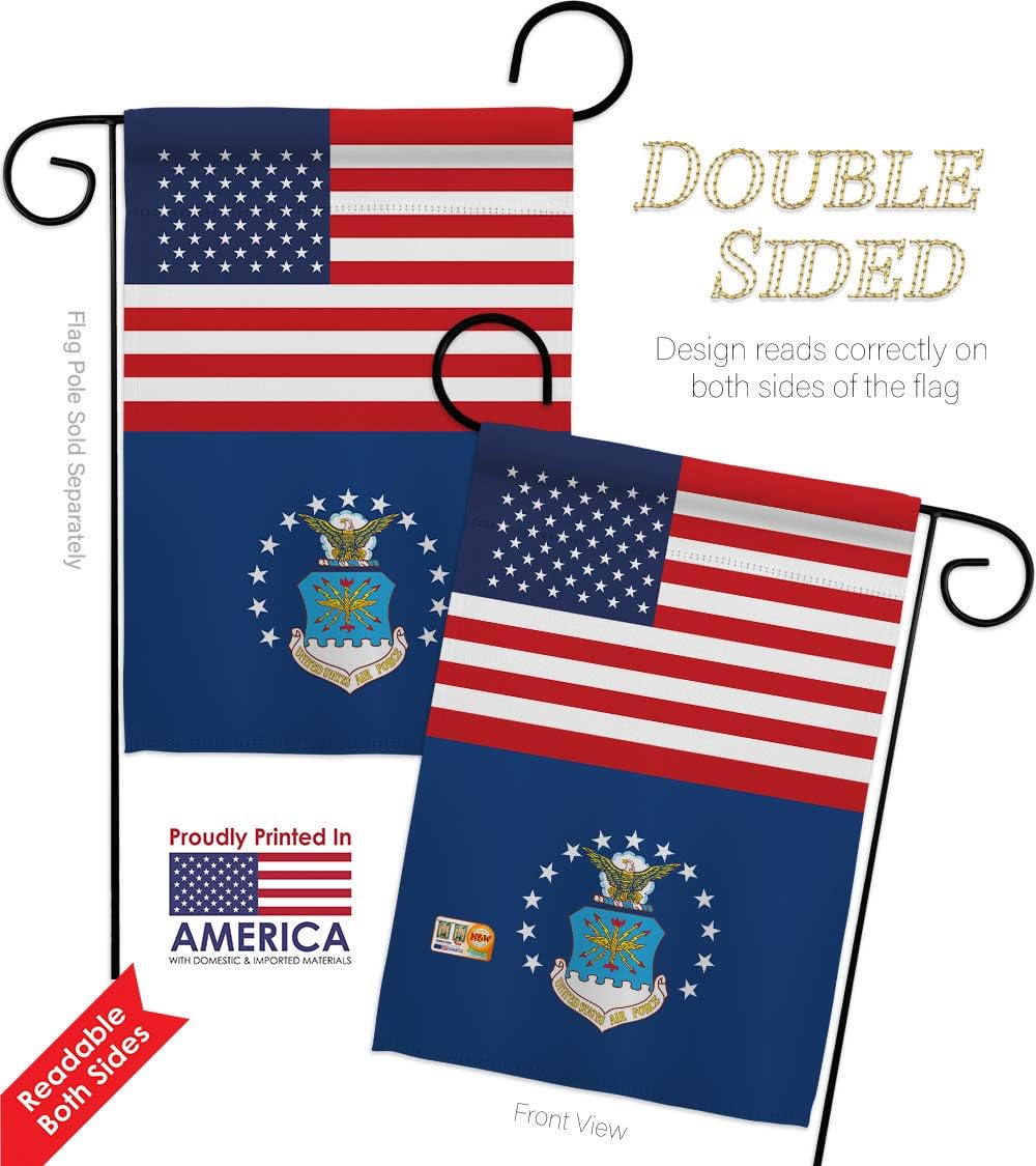 Air Force US Garden Flag Armed Forces USAF United State American Military Veteran Retire Official Small Decorative Gift Yard House Banner Double-Sided Made In USA 13 X 18.5