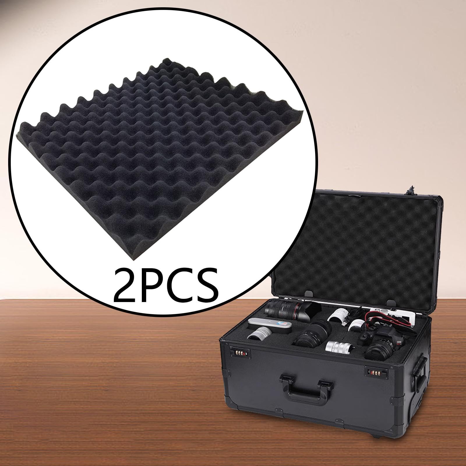 2 Pezzi Inserto per Scatola con Spugna Ondulata Fodera Spugna per Valigetta Rigida Rivestimento Antiurto per Custodia Strumenti Blocchi Spugna per Imb, 50 mm