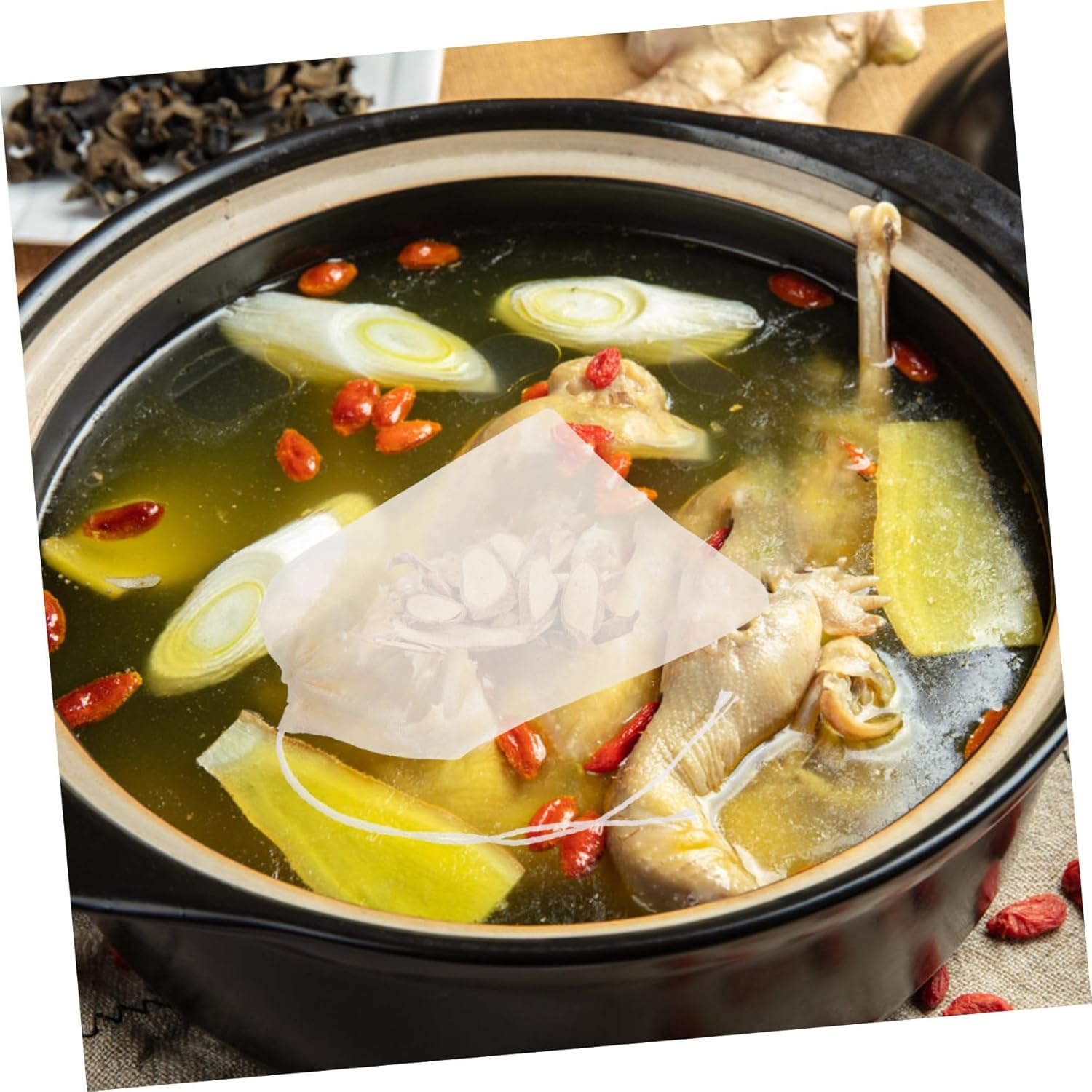 Alipis 200pcs Stew Seasoning Filter Bags Thickened Drawstring Tea and Spice Bags for Cooking Soup Making and Brewing Unbleached Natural