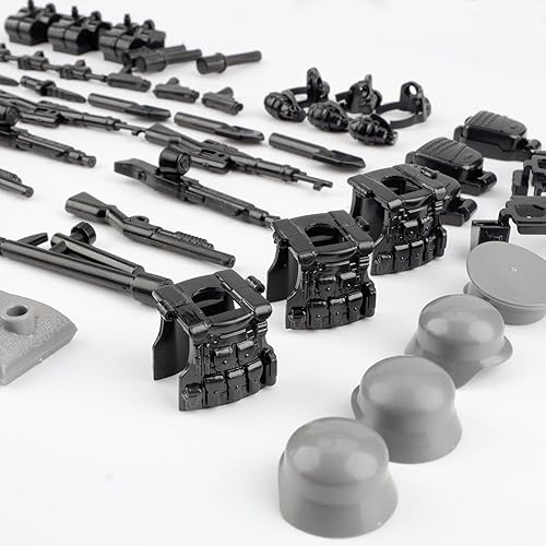 Miniatura 5 de Paquete de 63 piezas de bloques de batalla de ladrillos, accesorios de armas militares, juguetes de armas alemanas de la Segunda Guerra Mundial,