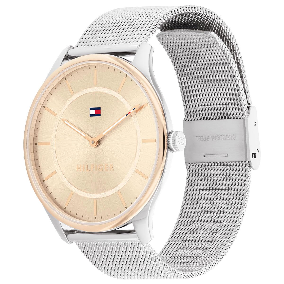 Tommy Hilfiger Reloj Analógico de Cuarzo para Mujer con Correa de Malla de Acero Inoxidable Plateada - 1782530