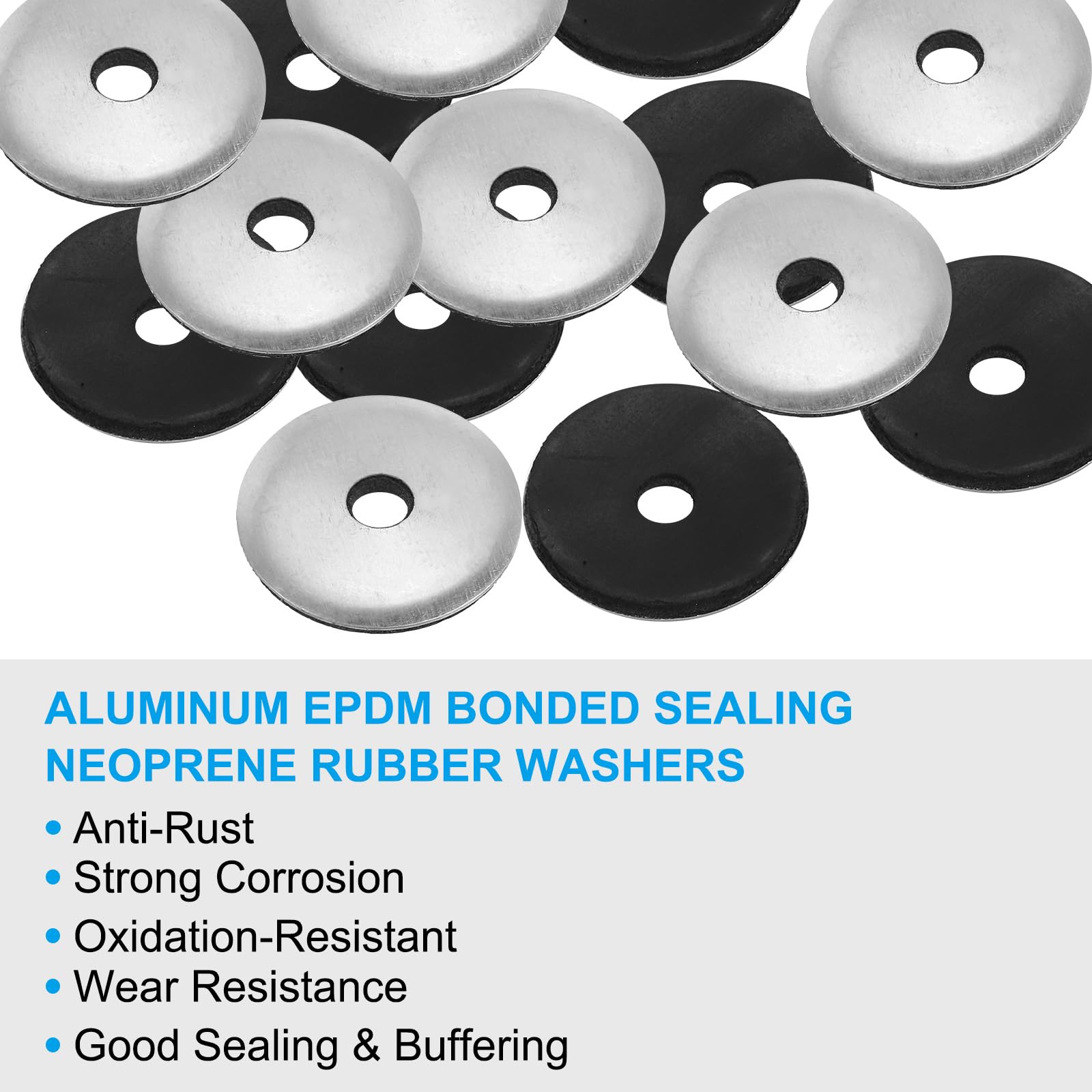 PATIKIL 7/32"x1" Aluminum EPDM Bonded Sealing Neoprene Rubber Sealing Washers - Image 3