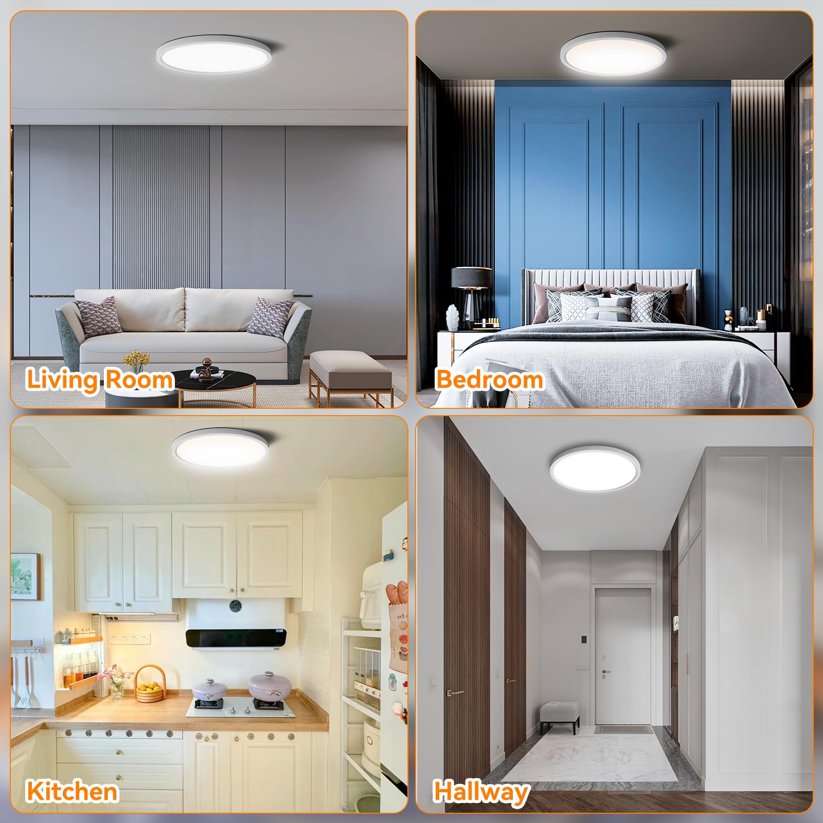 AVANLO 2 Stück LED Deckenleuchte Flach Ø30CM, Superhell 2400LM 24W Deckenlampe Wohnzimmer, 5 Farbtemperaturen Ultra Dünn Rund Küchenlampe für Schlafzimmer Balkon Flur Garage
