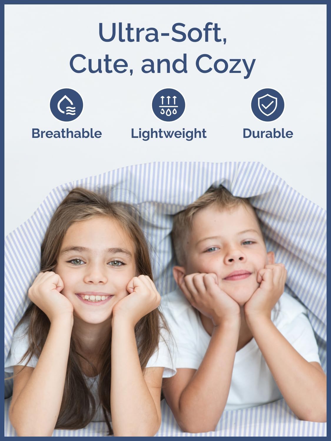 Kids King Size Blue Striped Sheets - 4 Piece Blue Stripe Sheet Set - Nautical Themed Bedding - Ultra-Soft & Cozy - Breathable & Machine Washable - Sky Blue Bed Set for Boys, Girls, Teens & Toddlers - Image 3