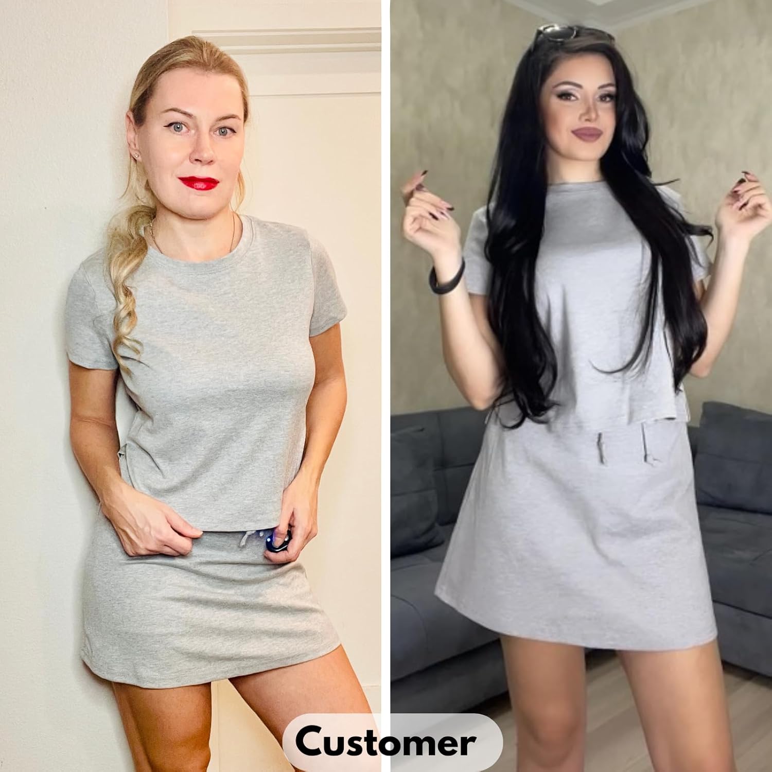 EXLURA Womens Summer 2 Piece Short Skirt Sets Short Sleeve Tshirt Matching Tennis Skort Cotton Airport Travel Vacation Outfit - Image 3