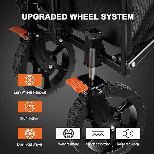 Miniatura 3 de Navatiee Wagon Cart Heavy Duty Foldable, Collapsible Wagon with Smallest Folding Design, Utility Grocery Wagon for Camping Shopping Sports