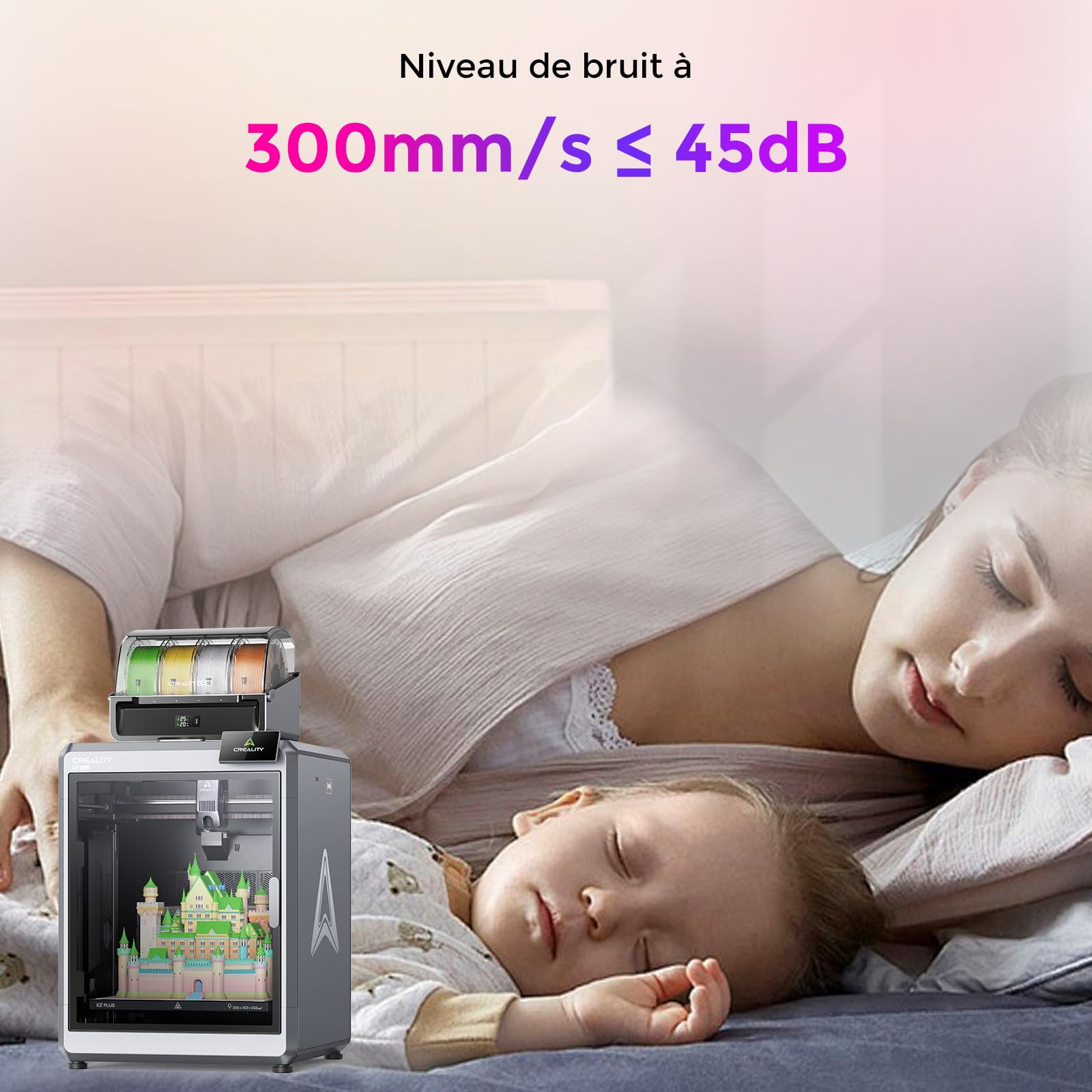 Imprimante 3D Creality K2 Plus Combo, Impression Multicolore avec CFS, Vitesse d'impression de 600 mm/s, extrudeuse à entraînement Direct Haute température 350 °C, 13,78 x 13,78 x 13,78 Pouces