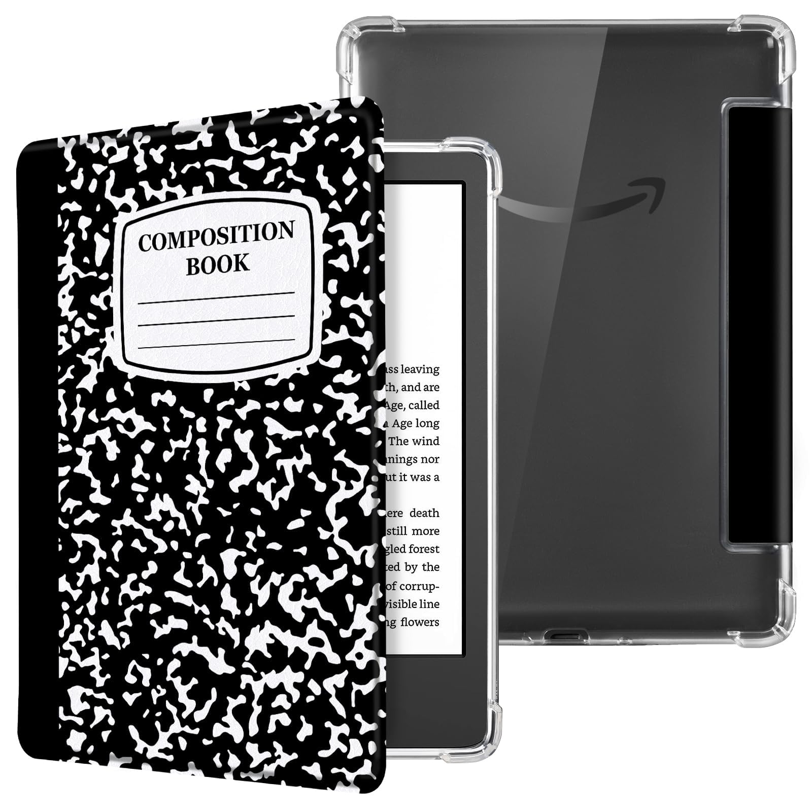 CoBak Case for 6" Kindle 11th Gen (2024 and 2022 Release) - Ultra Slim Transparent Clear TPU Back Shell Protective Cover with Auto Wake/Sleep for Kindle 11th Generation 2024 Release.Black Notebook
