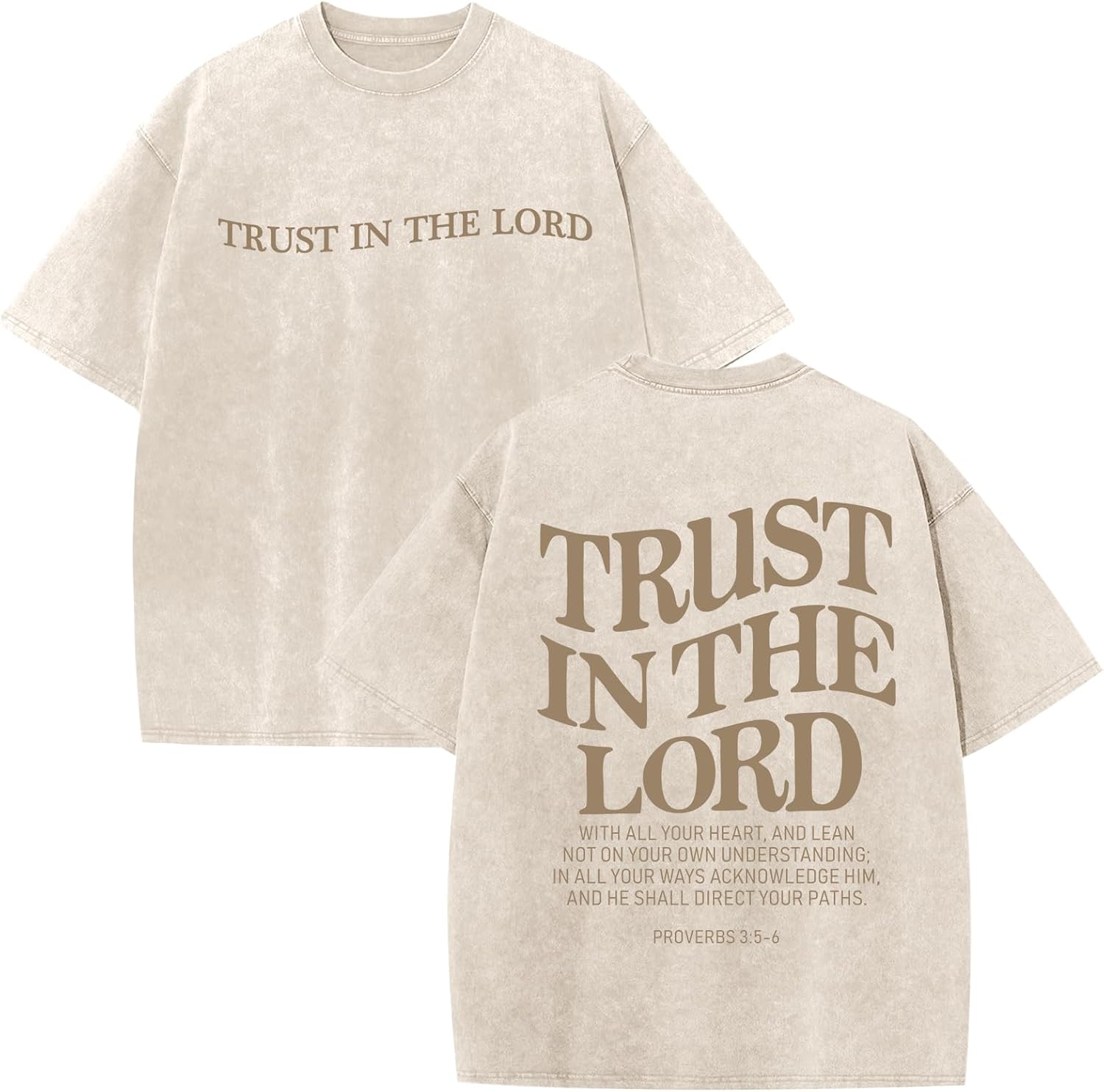 Wrenpies Mens Oversized Christian Shirts God Faith Jesus Religious Tshirts Trust in The Lord Bible Verse Tees Acid Wash Tops