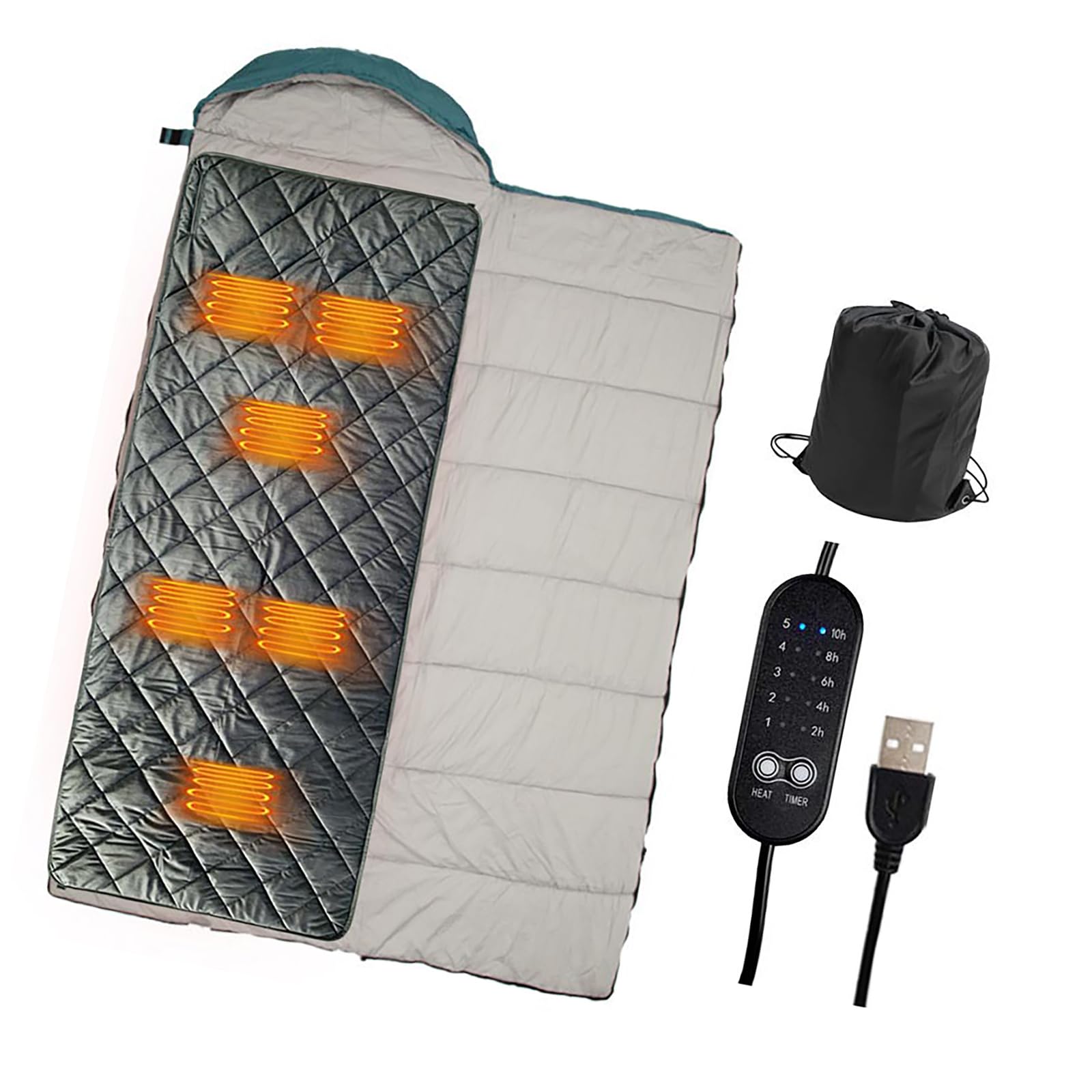Amazon.co.jp: 電熱寝袋 USB 電気シュラフ 6つヒーター パット