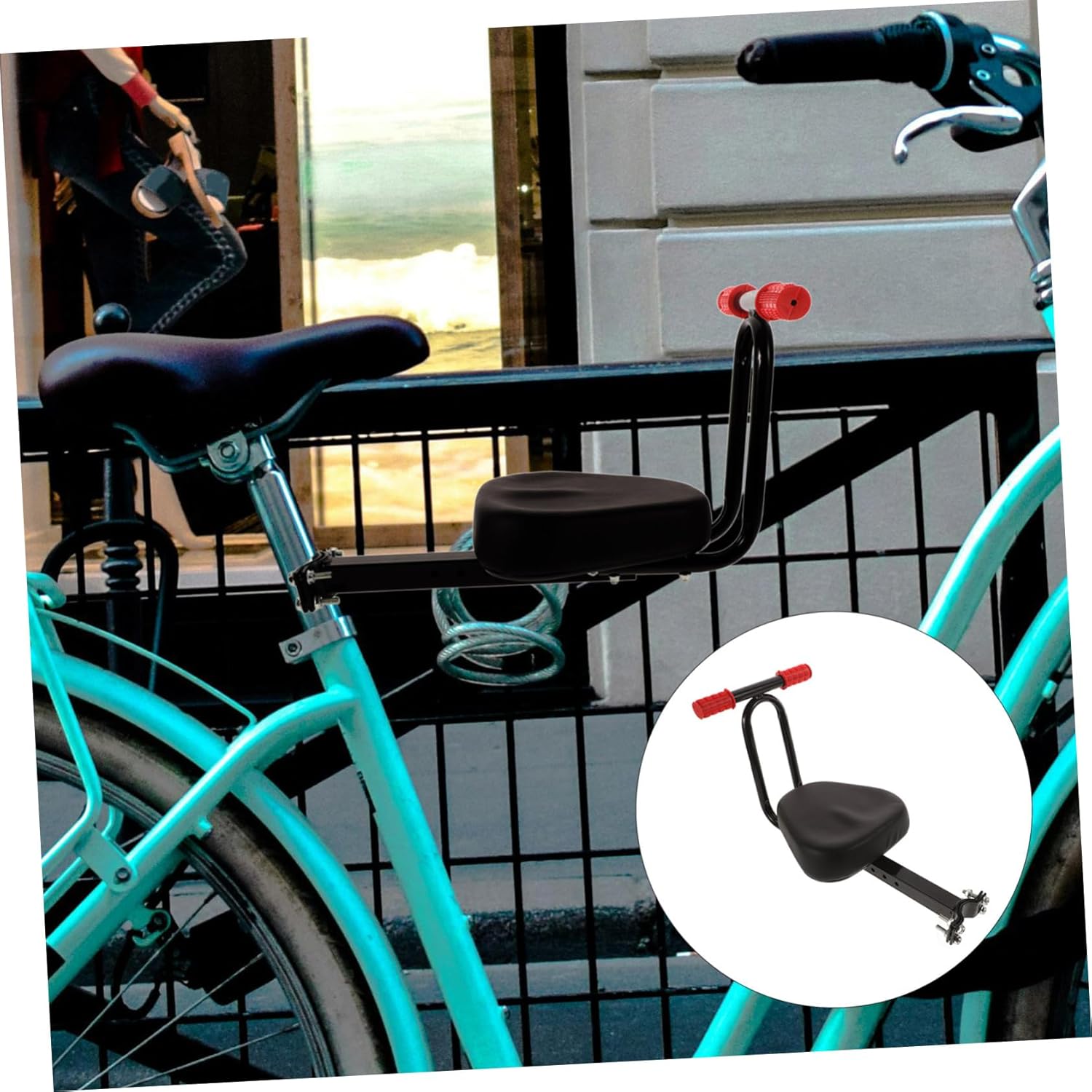 Mountain Bike Boy Girl Seat Front-Mounted Boy Girl Bike Cushion with Handrail Comfortable and Durable Design for Suitable for Electric