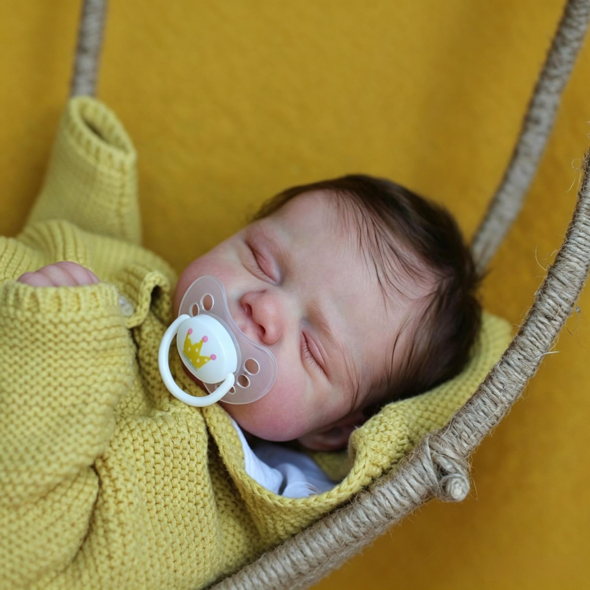 Realistyczne silikonowe lalki Reborn Baby Dolls Śpiąca Dziewczyna 45 cm Realistyczne lalki noworodka Pełne winylowe życie jak Reborn Baby Doll z żółtym swetrem, które wyglądają jak prawdziwe
