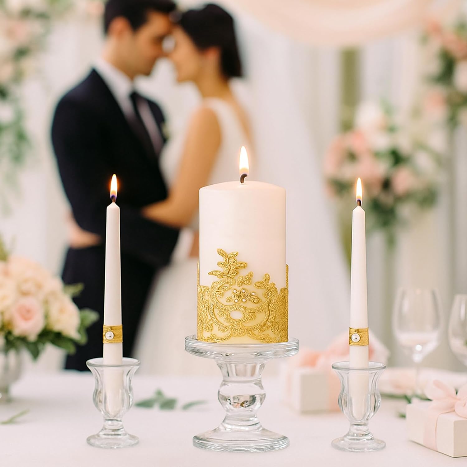 6 Pack Glass Candle Holders, Clear Candle Holder for Candlesticks, Bulk Candle Holders for Table Centerpiece for Wedding, Festival, Christmas, Party Decoration - Image 3