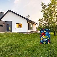 Vista 4 de Nepnuser Bandera de lino para el jardín del Día de la Concientización del Autismo, decoración azul de abril Asperger, decoración rústica