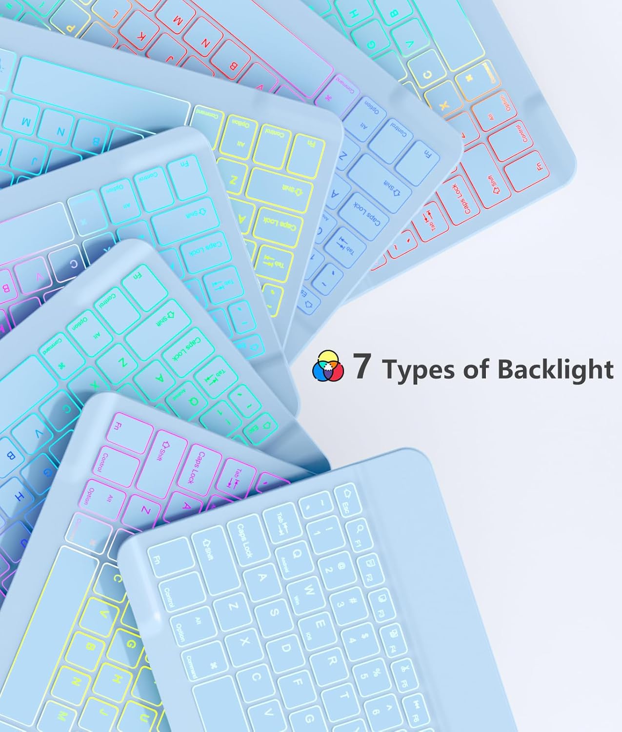 Akkerds for iPad A16 Case with Keyboard - 7 Colors Backlit Keyboard for iPad 10th Generation/iPad Air 11 Inch - Wireless Folio Cover for iPad Air 10.9 Inch/iPad Pro 11 Inch 2022/2021/2020 -SkyBlue - Image 5