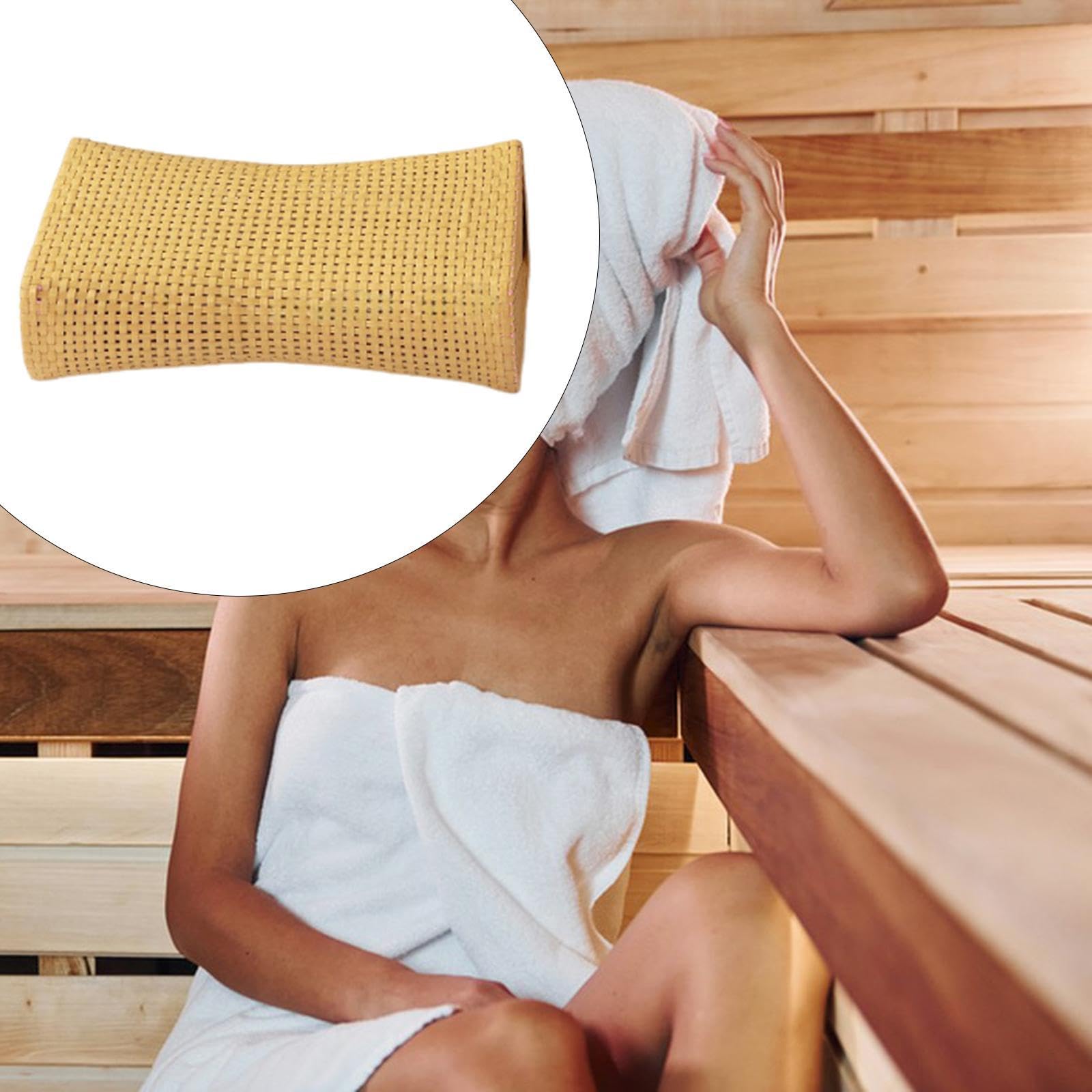 ????? Sauna Pillow, Sauna Backrest, Imitation Rattan Neck Cushion, Headrest Woven Supplies Cooling Accessories for SPA Women Men, S