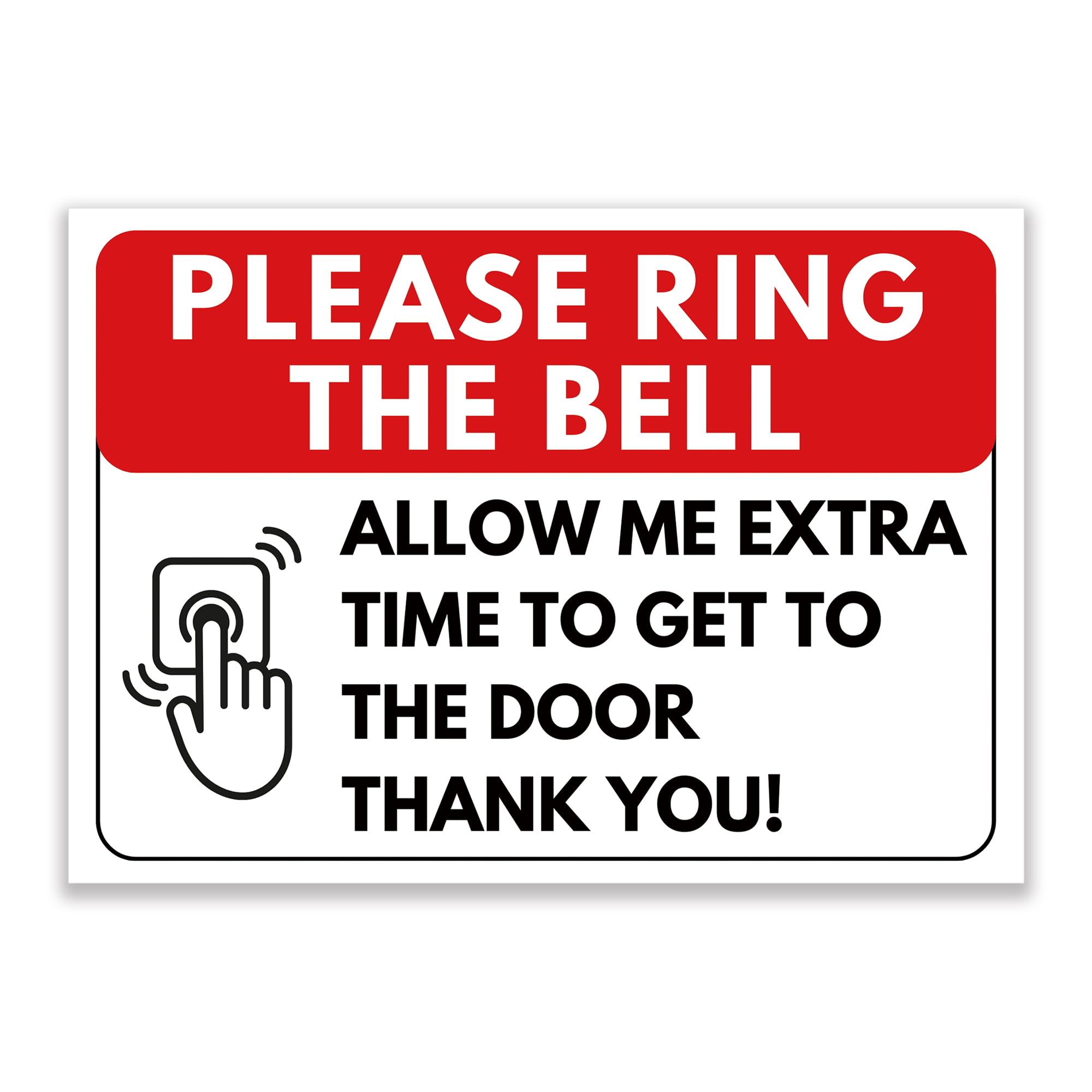 LP Lifestyle Please Ring the Bell Sign – Durable Weatherproof Waterproof Rust-Free PVC Door Notice, Allow Extra Time to Answer Door Delivery Sign No.469 (A6 (105mm x 148mm) – No Holes) — image 1