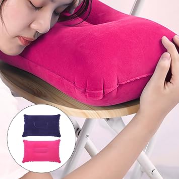 2Pcs Inflatable Pillow for Travel Blow Up Pillows for Sun Lounger Inflatable Cushion Inflatable Small Cushion Beach Pillow Neck Support for Travel Hiking Beach Fishing Camping Outdoors(Purple+Magenta)