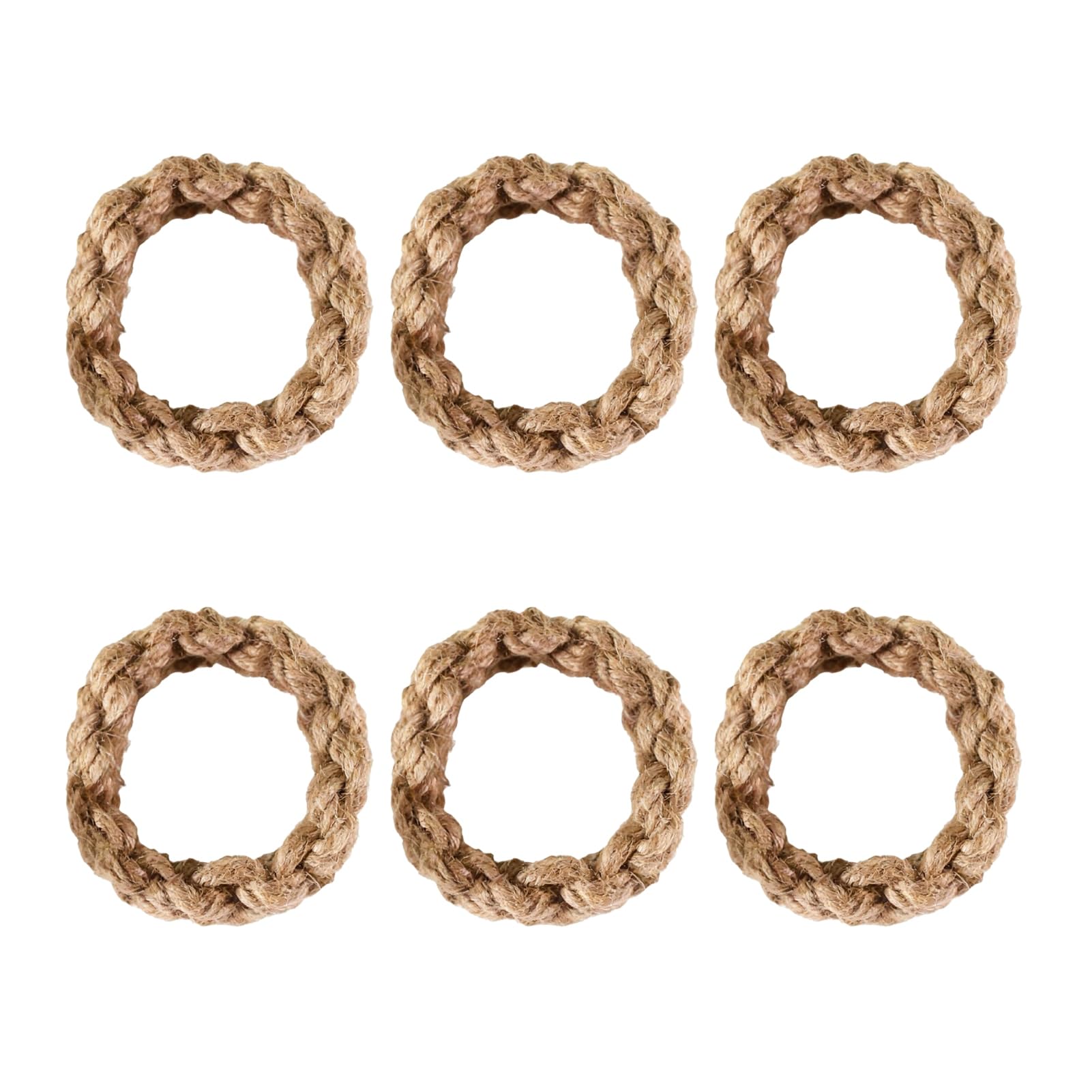 6Pcs Natural Hemp Napkin Rings Woven Jute Rope Holder Elastic Non-Slip Rustic Table Decoration for Home Dining Hotel Restaurant 6pcs