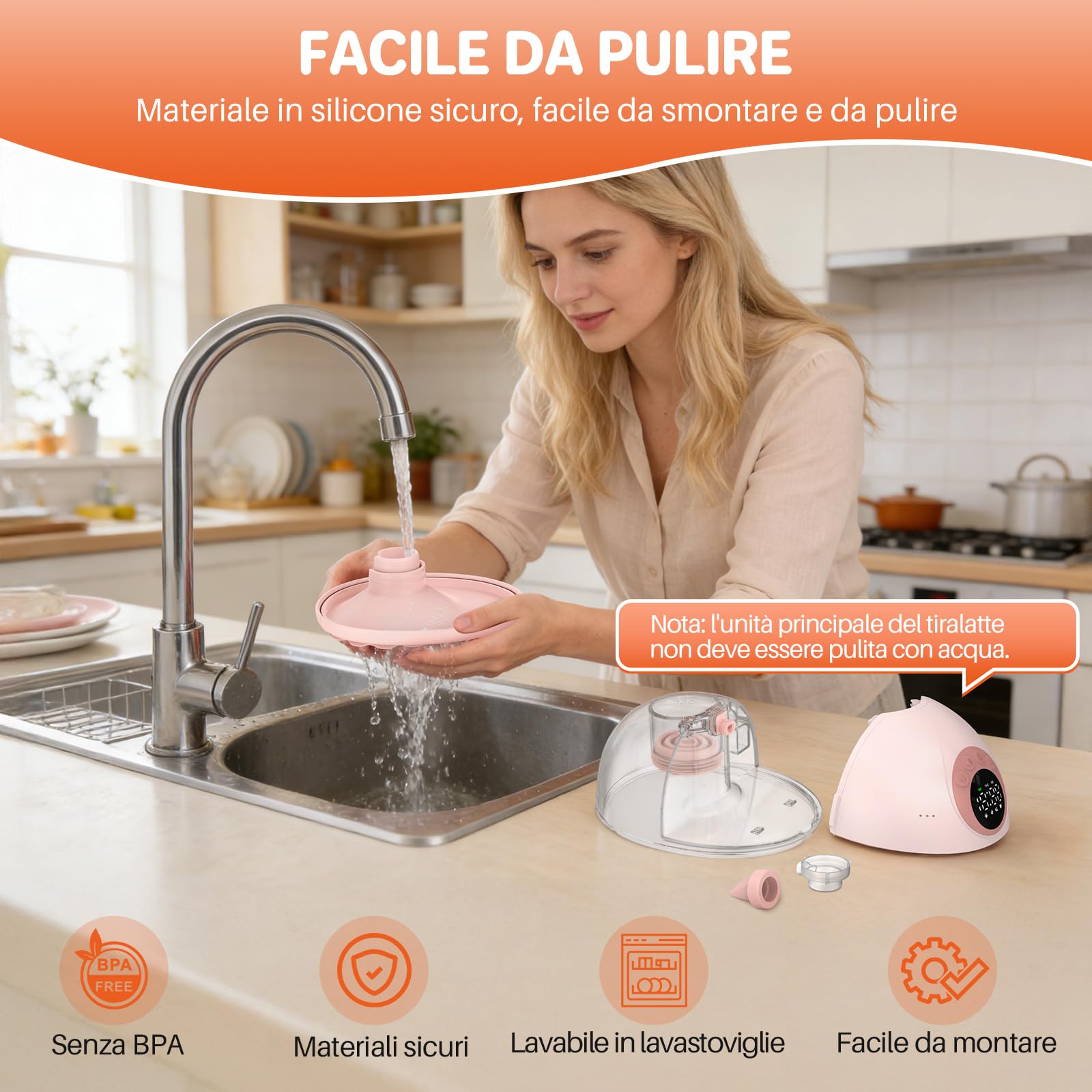 FUNYKICH Tiralatte Elettrico Indossabile Senza Mani con Monitoraggio Intelligente e Promemoria Vocale,4 Modalità/12 Livelli di Suzione,Flange 19/21/24 mm,Senza BPA,Tiralatte Elettrico Doppio Rosa