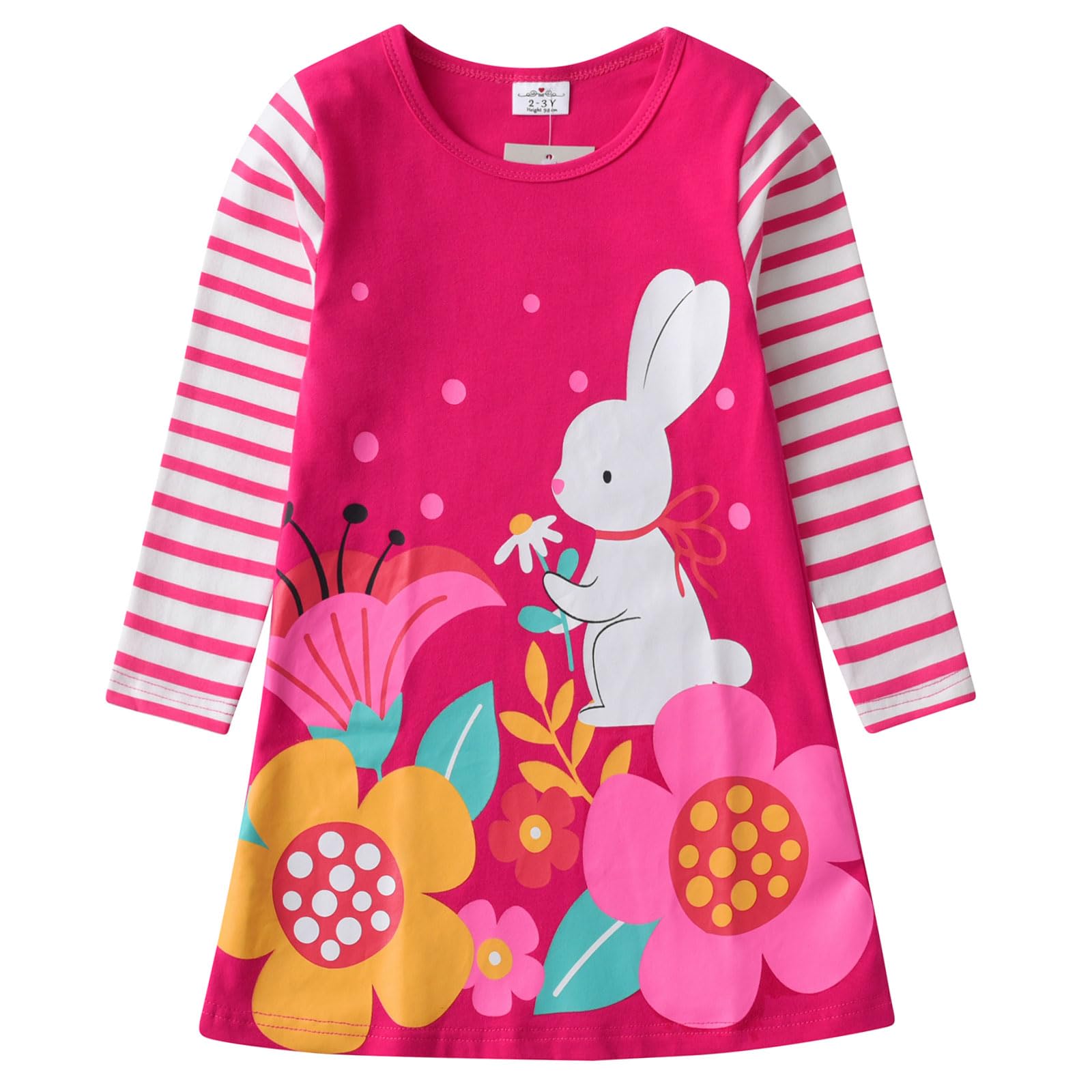 VIKITA Vestido para Niñas Manga Larga Algodón Princesa Casuales Bebe Niñas 2-8 años — view 16