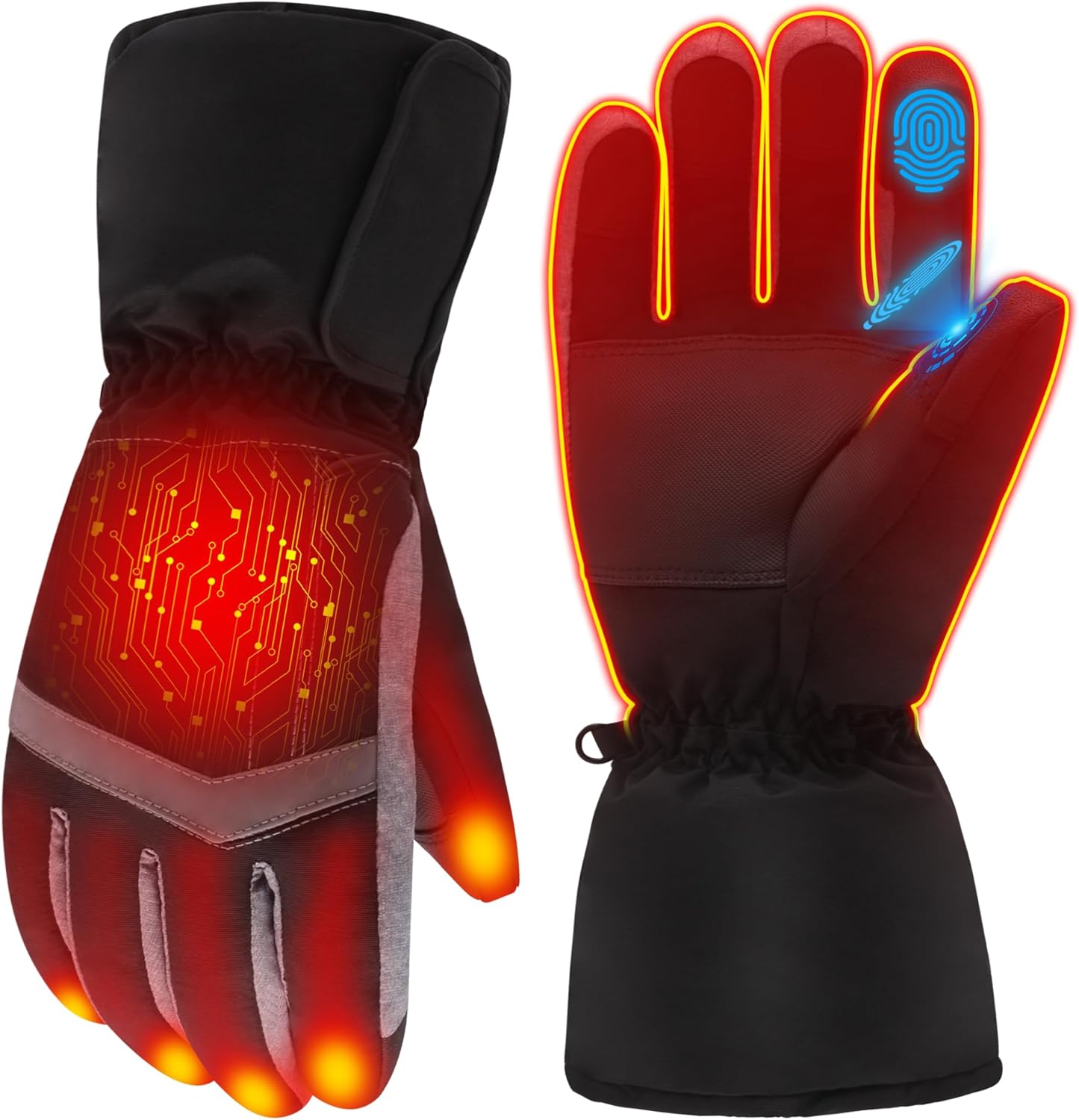 Rechargeable Heated Gloves - New Upgrade, Electric Portable Battery Hand Warmers for Men Women, Waterproof Touchscreen Cold Weather Thermal Gloves for Driving,Camping,Hunting,Outdoor Work