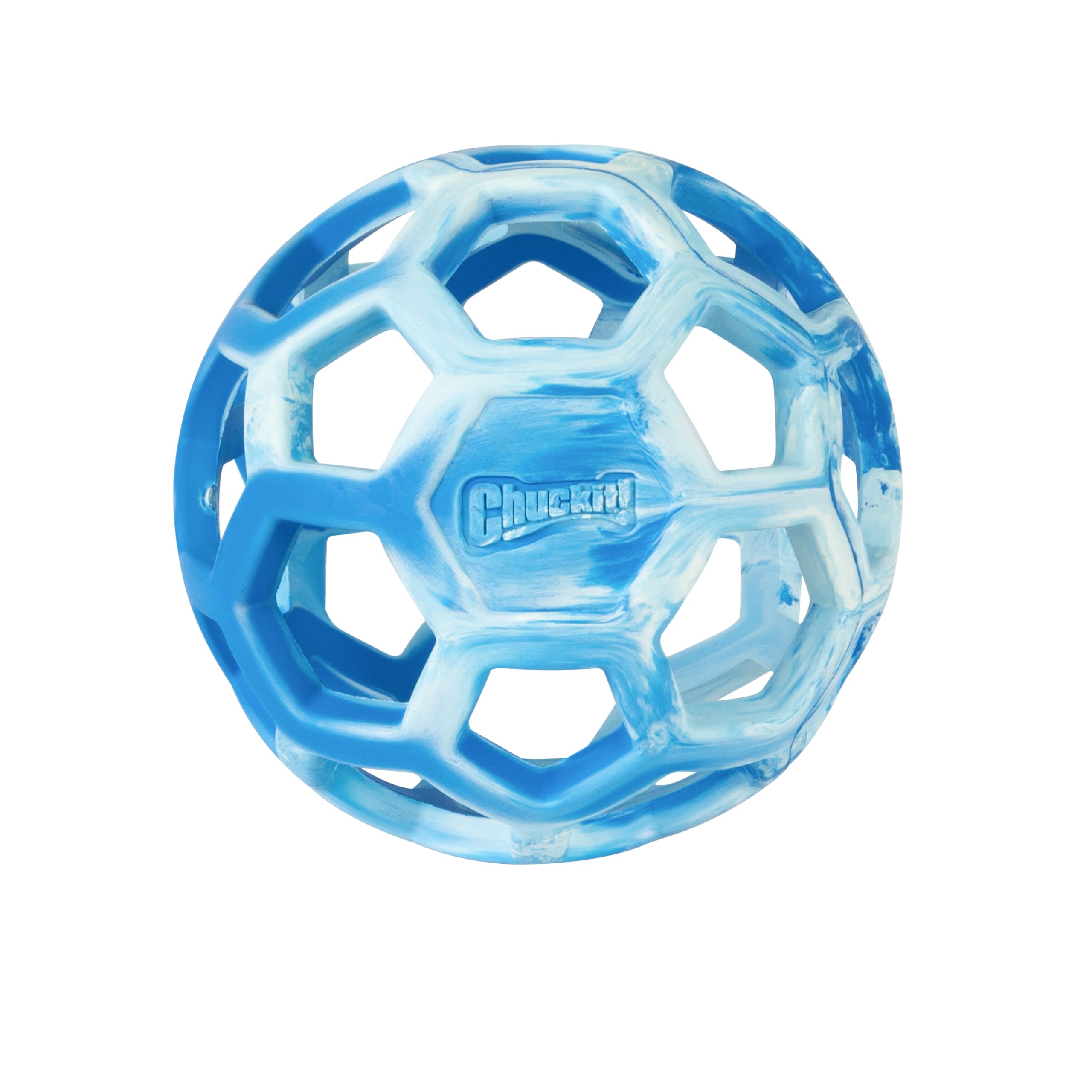 Holee Roller Dog Treat Puzzle Ball, Medium (2.5"), Blue – Interactive Treat & Chew Puzzle Toy for Dogs 20–60 lb – Durable Rubber Fetch Ball for Mental Stimulation – Pack of 1