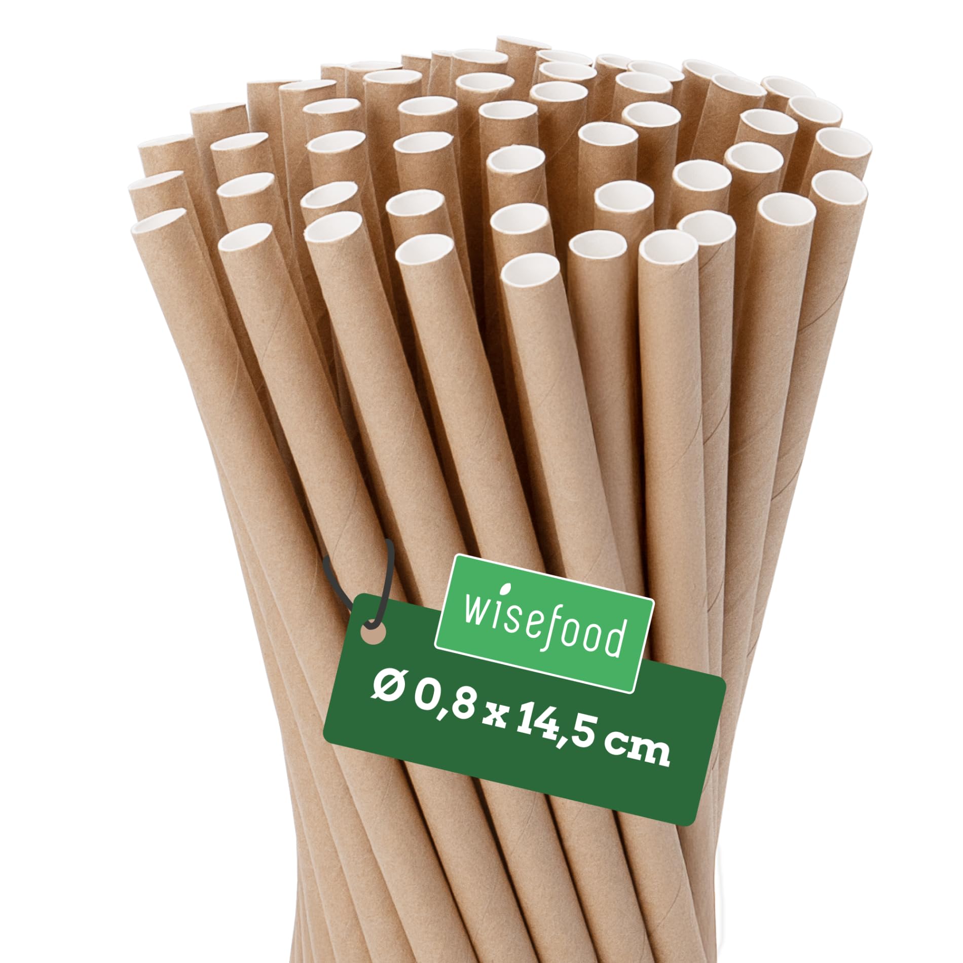 Wisefood® Strohhalme Papier [15 cm Ø 8] Party Deko [Braun] alternative Strohhalme Plastik-frei für Geburtstag Hochzeit DIY [200 Stk.] für Cocktail Getränke Cola Energy Drink Wasser Limo BIO
