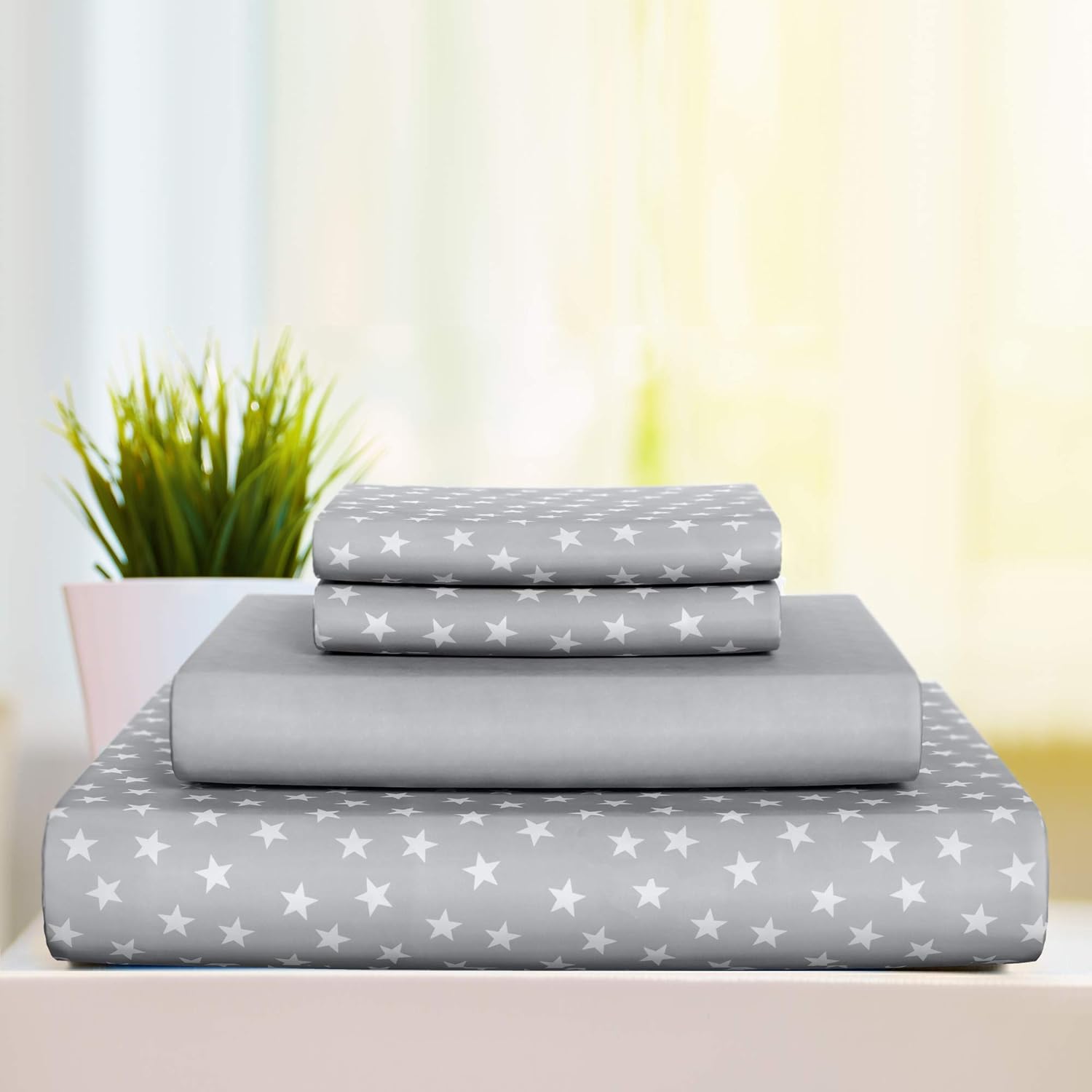 Uр Tо 40% оƒƒ Duvet Cover Queen 4 Pieces Set Grey & White Stars Egyptian Cotton Deep Pocket Queen Sheets Light Grey Bedding Sets Queen Duvet Covers Sheets Queen Size