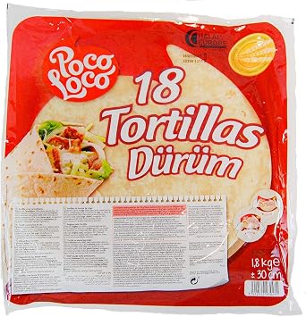 12" Poco Loco Flour Tortillas | Wheat Flour Large Tortilla Wraps for Burritos 18PCS