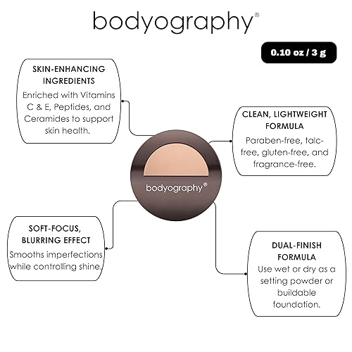 Miniatura 9 de Bodyography Polvo facial antienvejecimiento (mediano) maquillaje en polvo mate sin aceite con vitamina E, C y antioxidantes  Sin gluten, sin