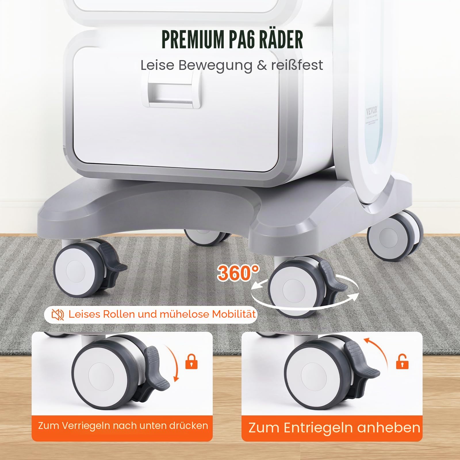 VEVOR Laborwagen Medizinwagen mit 2 Schubladen und oberer Ablage, Rollbarer Laborwagen ABS Material, 50 kg belastbarer Servierwagen Medizinischer Wagen für Labor, Klinik, Krankenhaus, Salon, weiß