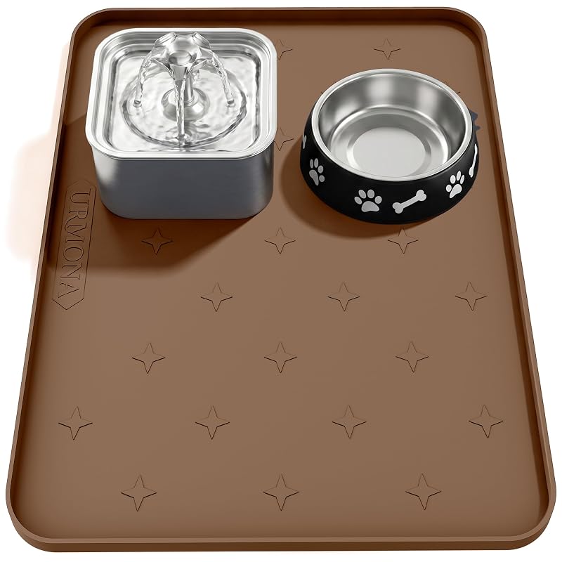 Tapete para Caixa de Areia e Alimentação de Gatos em Silicone Impermeável URMONA Marrom 63,5 x 50,8 cm