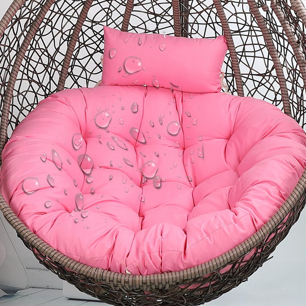 Aocase Generic Soft Durable Egg Chair Cushion Pad Replacement - Thick Hanging Swing Chair Mat with Removable Cover for Outdoor Patio Garden and Indoor Use, Includes Matching Pillow,NO19,110×110cm