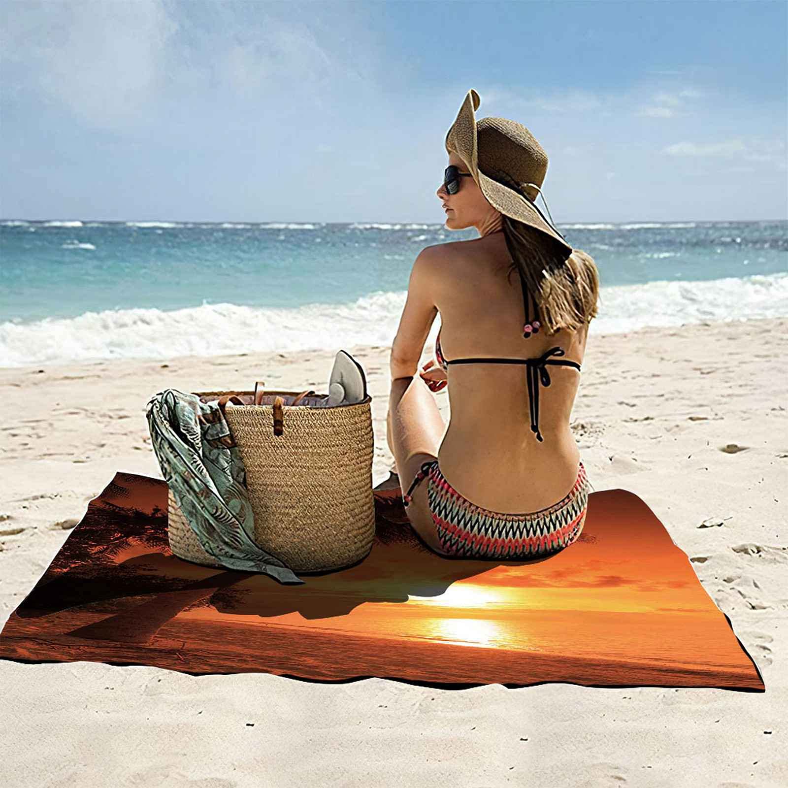 Telo Da Mare 3D Spiaggia Gialla Stampato Asciugamano Da Spiaggia 150x200cm Asciugamano Microfibra Grande Antisabbia Leggero Telo Mare Per Sport Piscina Viaggi In Famiglia Vacanze