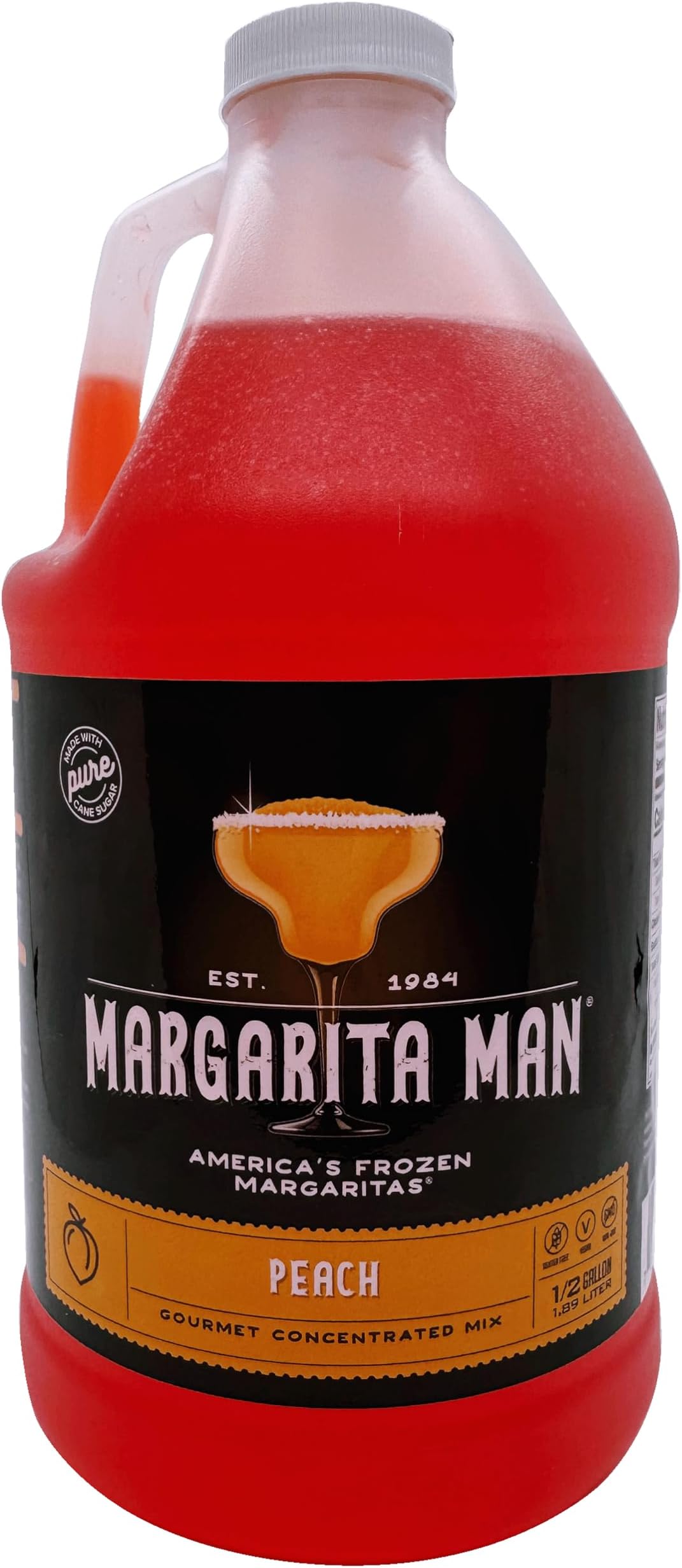Margarita Man Peach Mix | Peach Daiquiri, Peach Bellini, Peach Margarita | 64oz bottle, makes 70 drinks | Slushes | Bars, Restaurants, At Home | Pure Cane Sugar